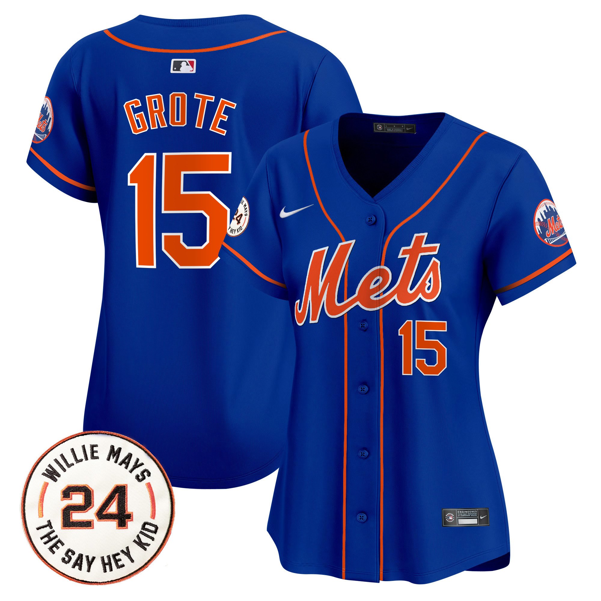 Women's Jerry Grote New York Mets Willie Mays Patch Vapor Premier Limited Royal Jersey - All Stitched