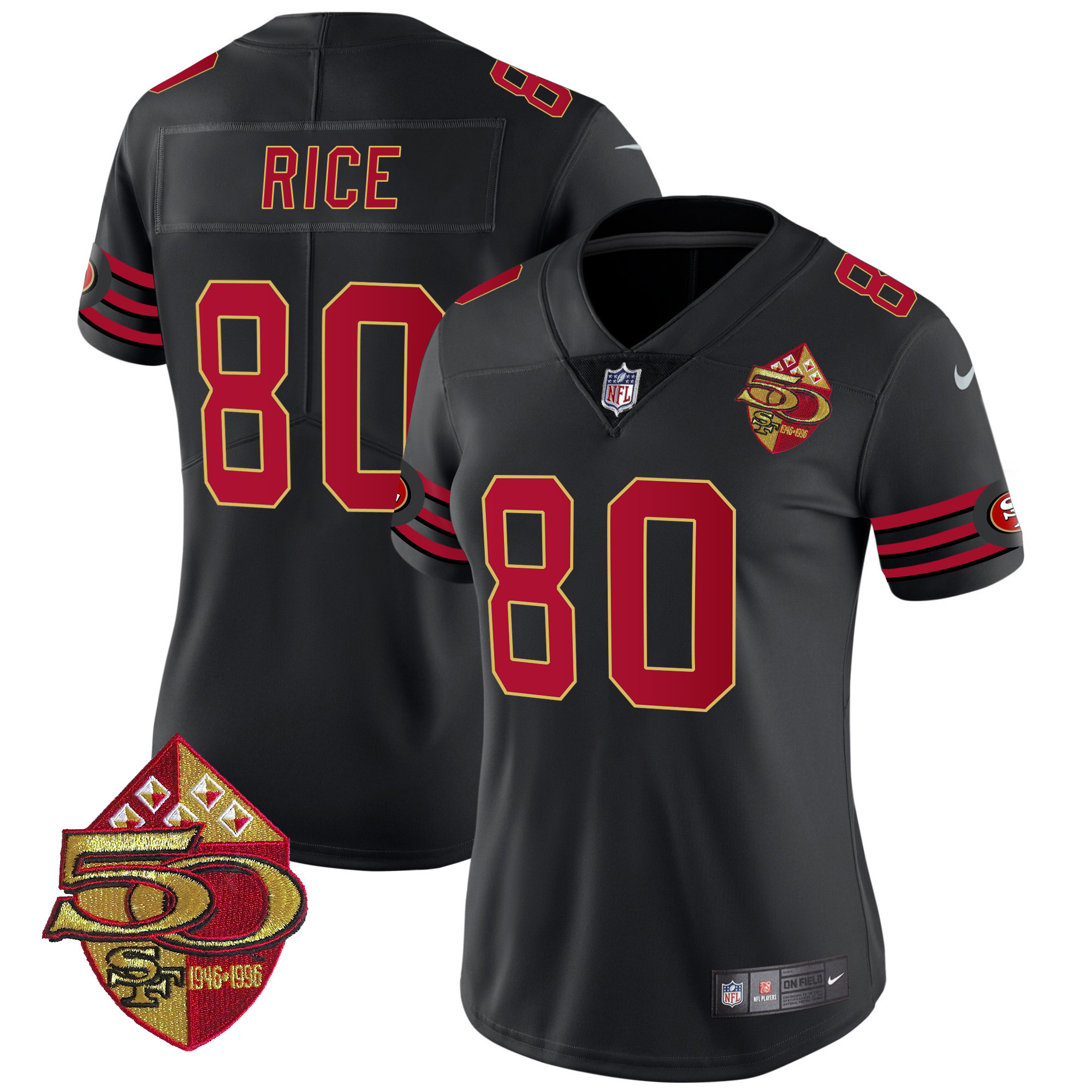 Women's Jerry Rice San Francisco 49ers 1996 Throwback Vapor Limited Black Jersey - All Stitched