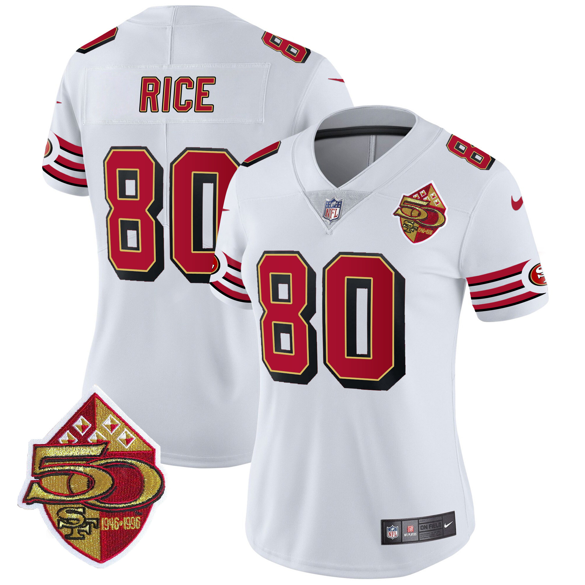 Women's Jerry Rice San Francisco 49ers 1996 Throwback Vapor Limited White Jersey - All Stitched