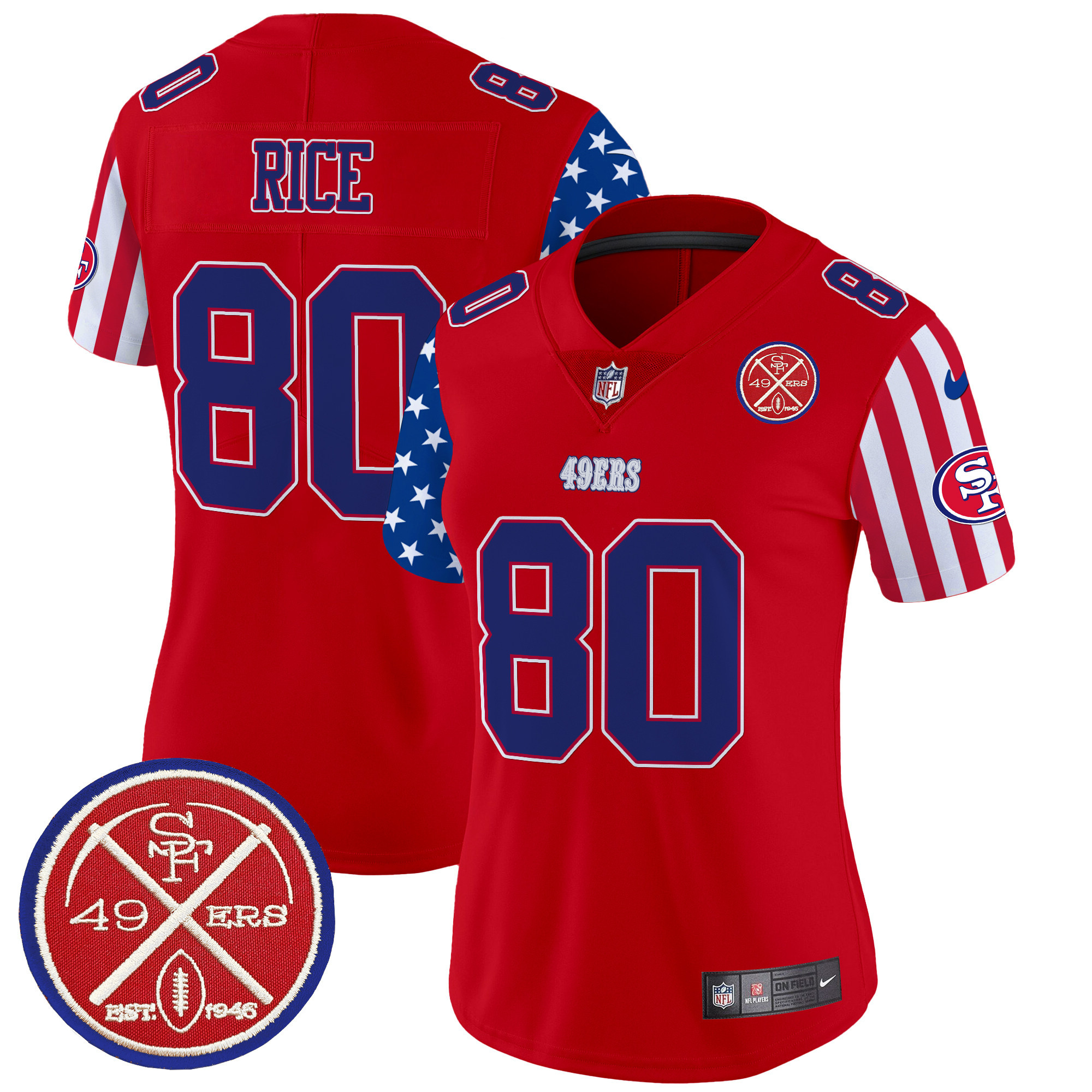 Women's Jerry Rice San Francisco 49ers American Style Vapor Limited Red Jersey - All Stitched