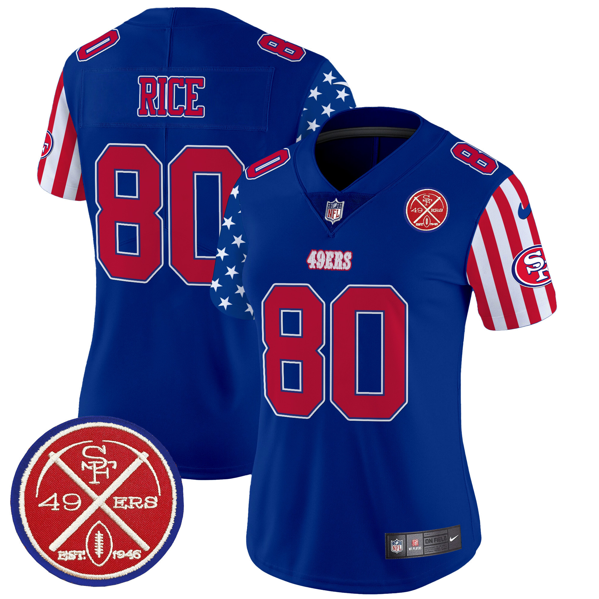Women's Jerry Rice San Francisco 49ers American Style Vapor Limited Royal Jersey - All Stitched