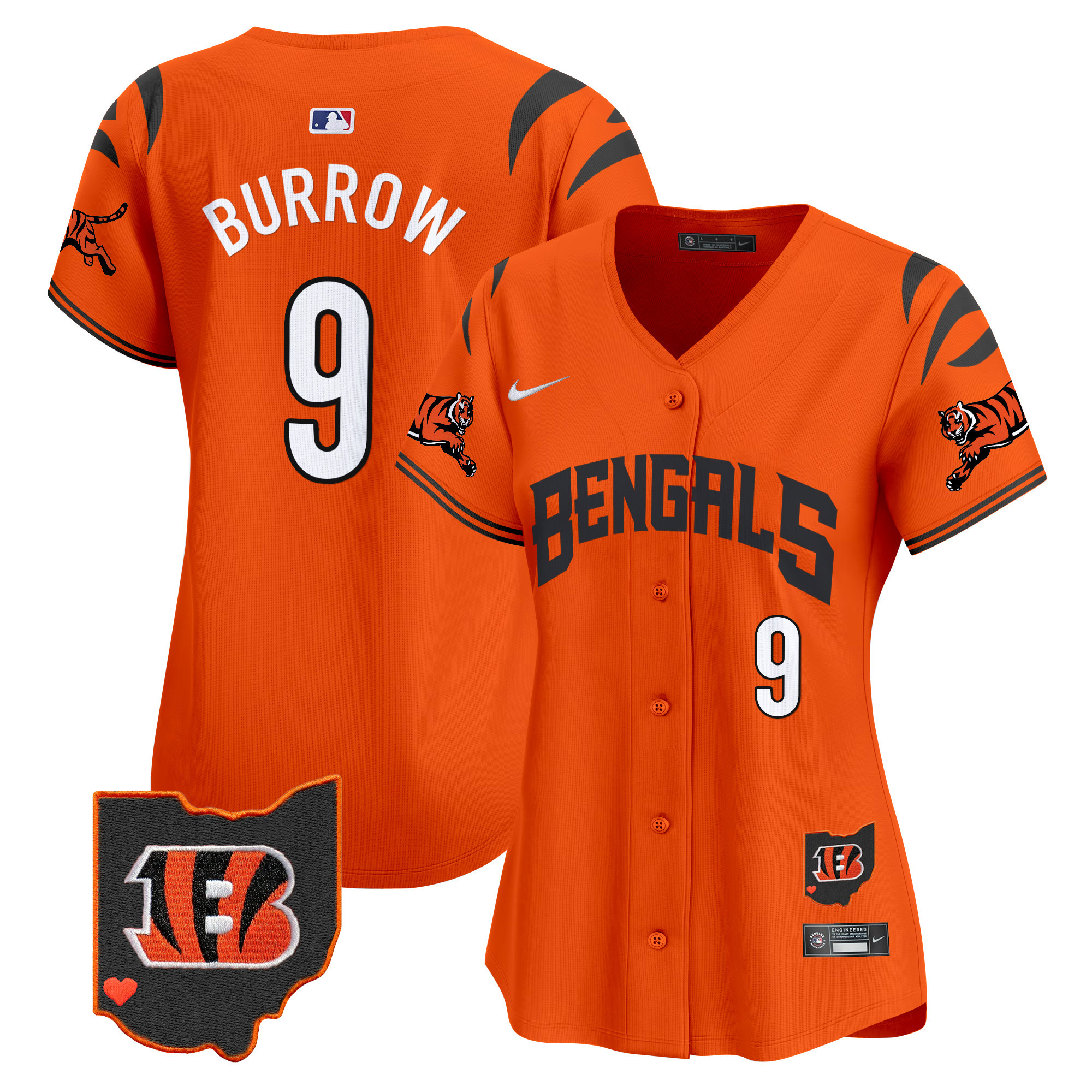 Women's Joe Burrow Cincinnati Bengals Vapor Premier Limited Orange Jersey - All Stitched