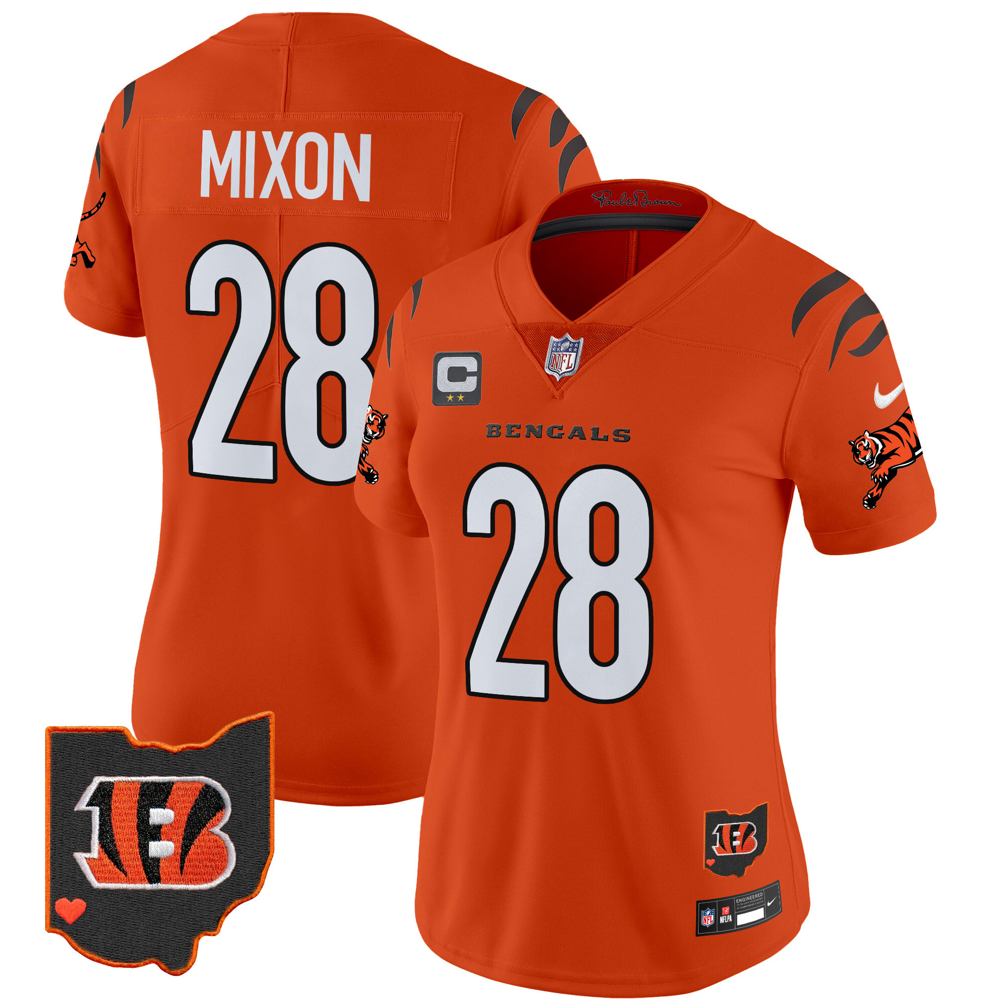 Women's Joe Mixon Cincinnati Bengals 2024 Vapor Limited Orange Jersey - All Stitched