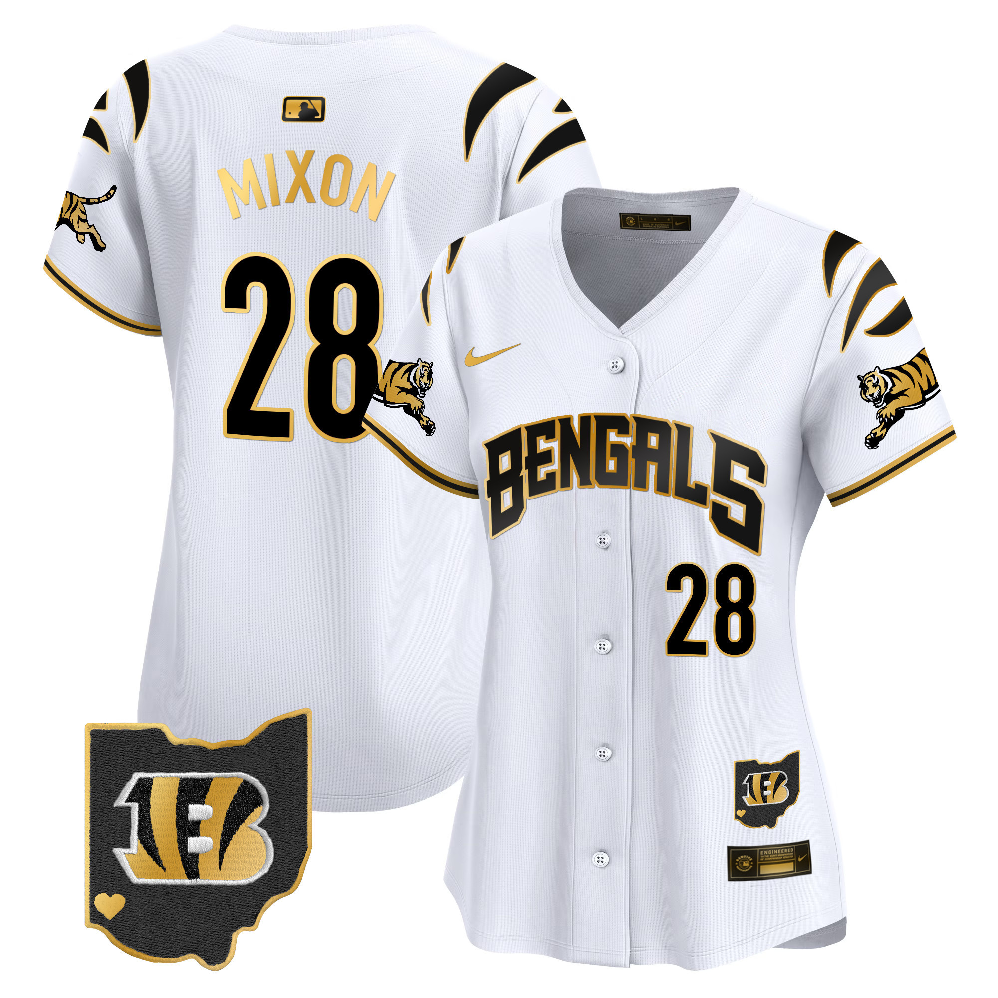Women's Joe Mixon Cincinnati Bengals Vapor Premier Limited White Gold Jersey - All Stitched