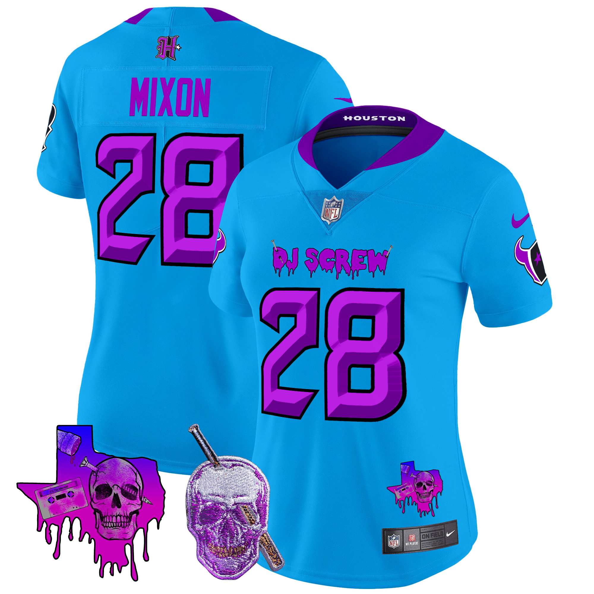 Women's Joe Mixon Houston Texans DJ Screw Vapor Limited Blue Jersey - All Stitched