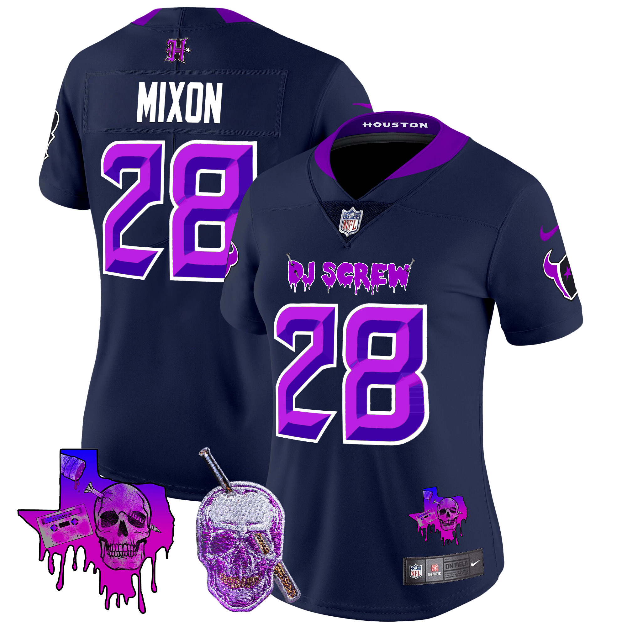 Women's Joe Mixon Houston Texans DJ Screw Vapor Limited Navy Limited Jersey - All Stitched