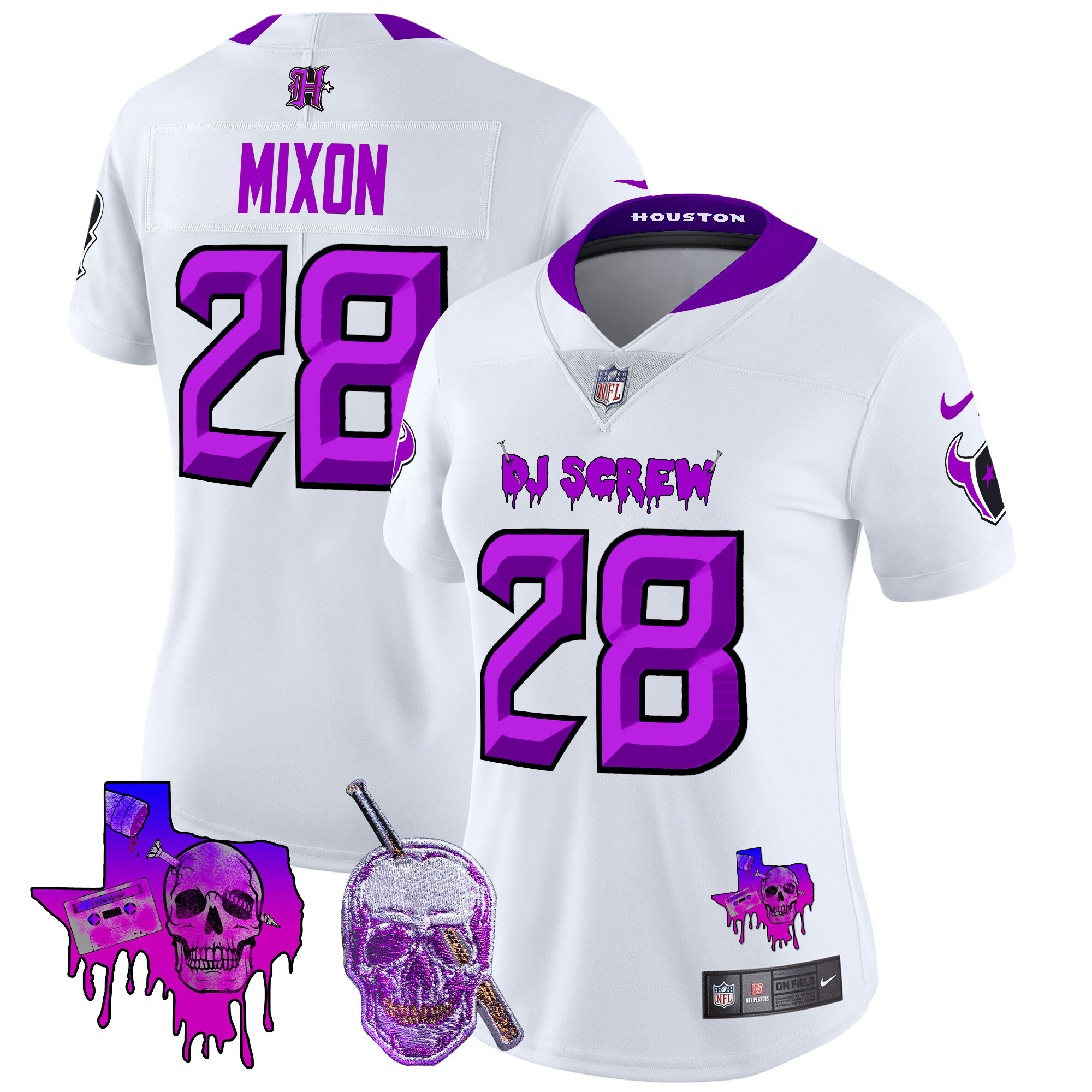Women's Joe Mixon Houston Texans DJ Screw Vapor Limited White Jersey - All Stitched