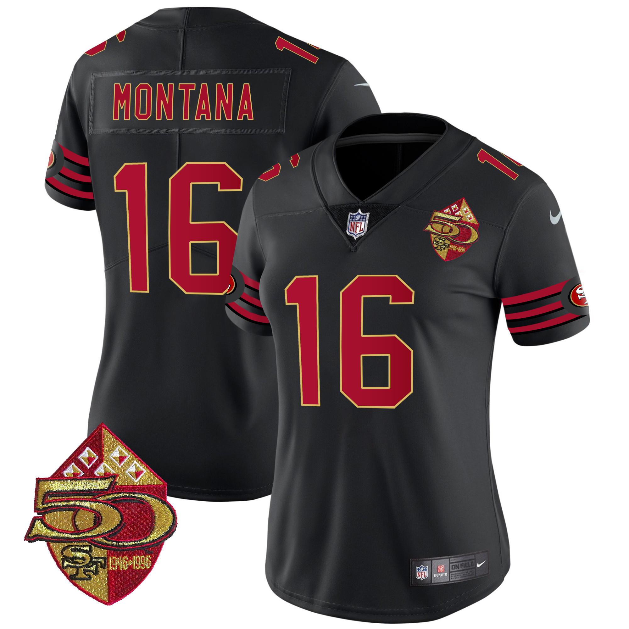Women's Joe Montana San Francisco 49ers 1996 Throwback Vapor Limited Black Jersey - All Stitched