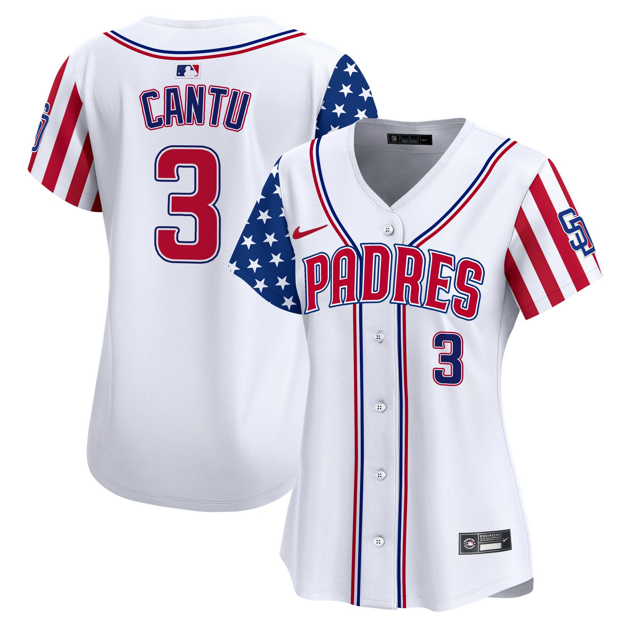 Women's Jorge Cantu San Diego Padres 2024 Independence Day Vapor Premier Limited White Jersey - All Stitched