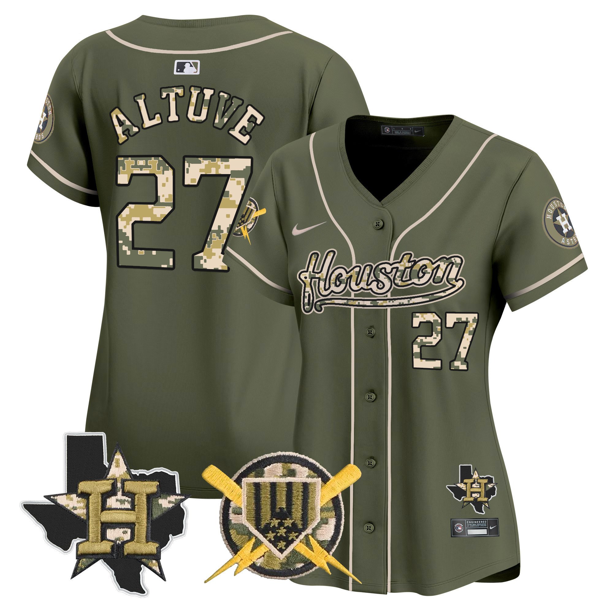 Women's JosÃˆ Altuve Houston Astros Armed Forces Day Vapor Premier Limited Green Jersey - All Stitched
