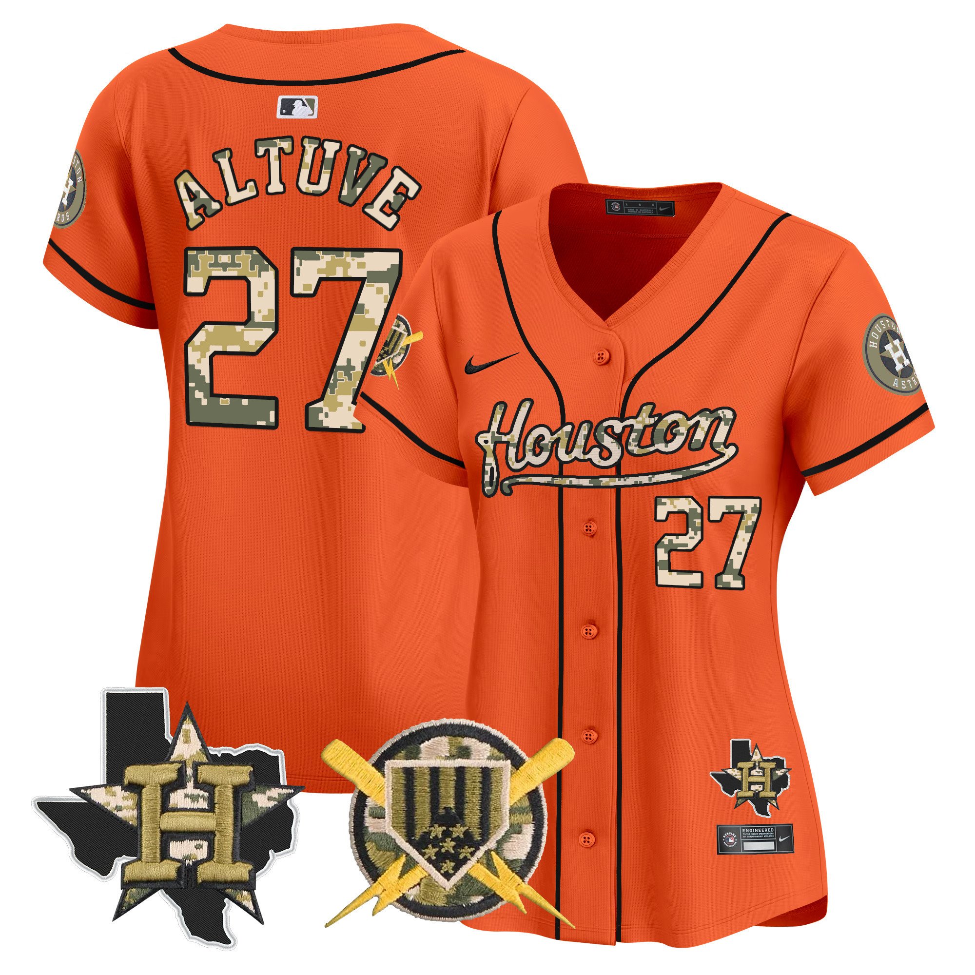 Women's JosÃˆ Altuve Houston Astros Armed Forces Day Vapor Premier Limited Orange Jersey - All Stitched