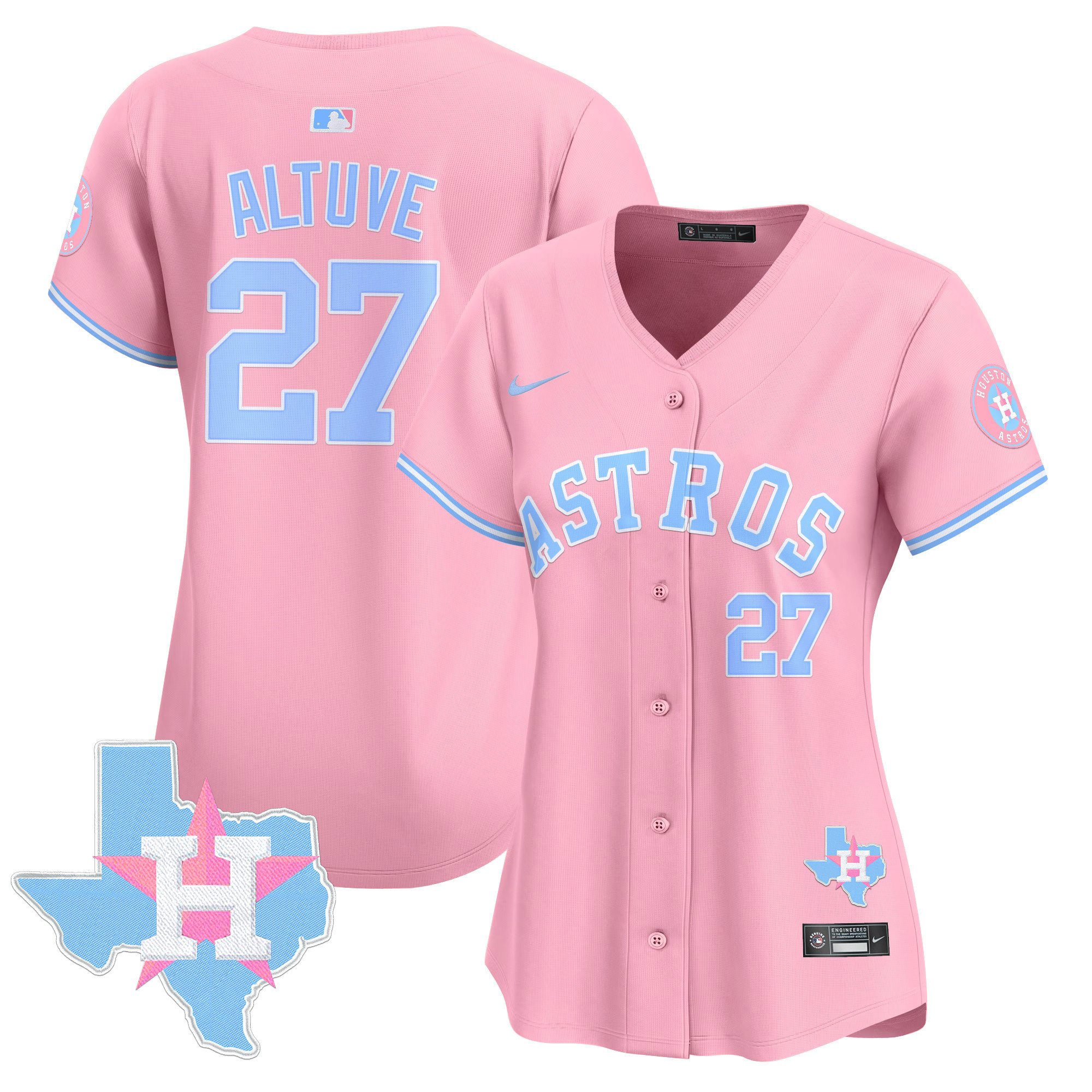Women's JosÃˆ Altuve Houston Astros Bubblegum Pink Vapor Premier Limited Pink Jersey - All Stitched