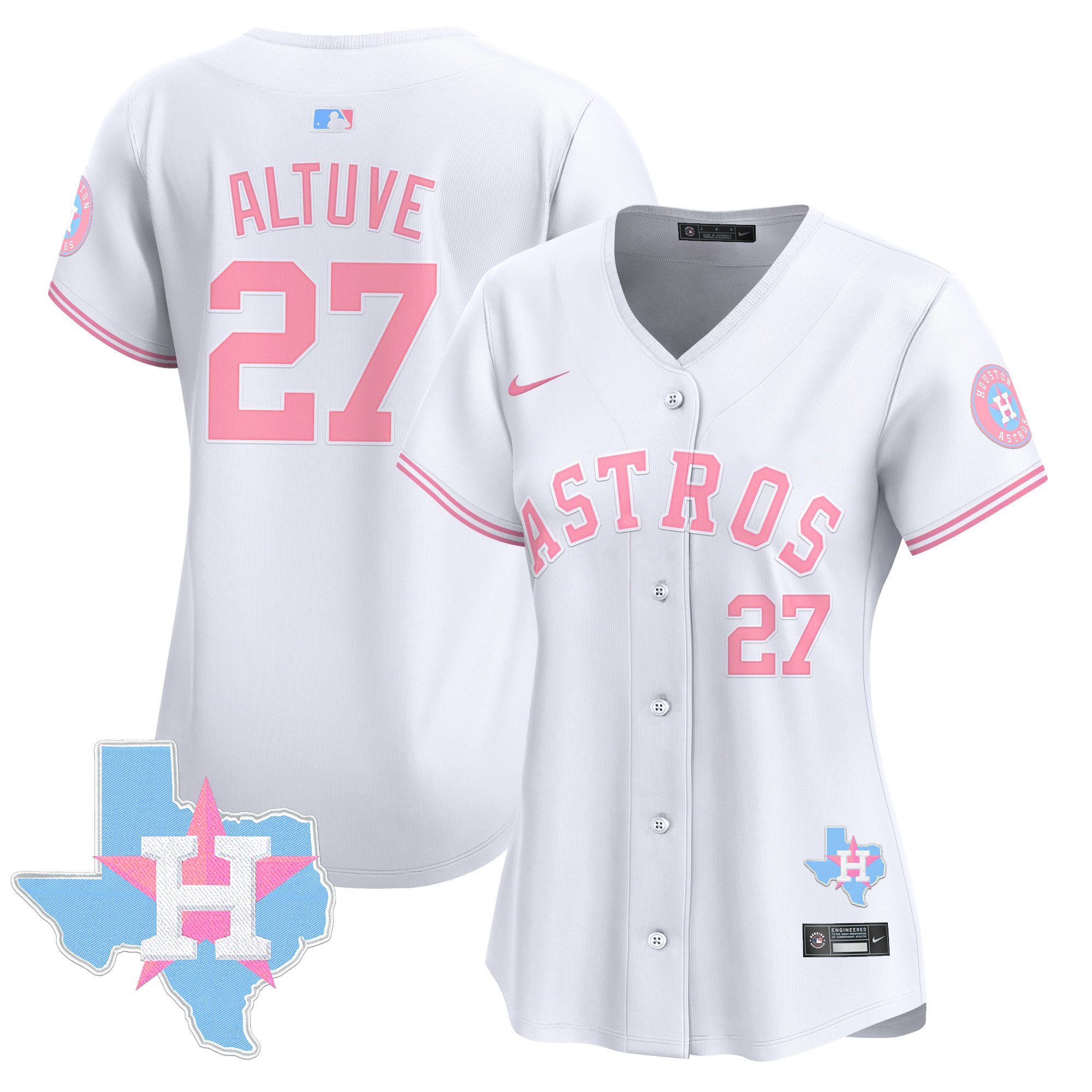 Women's JosÃˆ Altuve Houston Astros Bubblegum Pink Vapor Premier Limited White Jersey - All Stitched