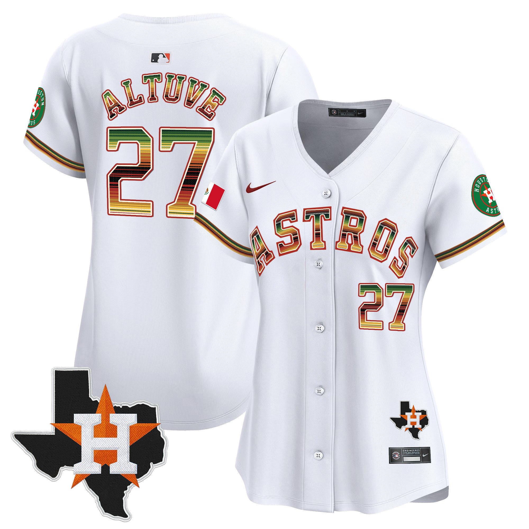 Women's JosÃˆ Altuve Houston Astros Mexico Traditional Style Vapor Premier Limited White Jersey - All Stitched