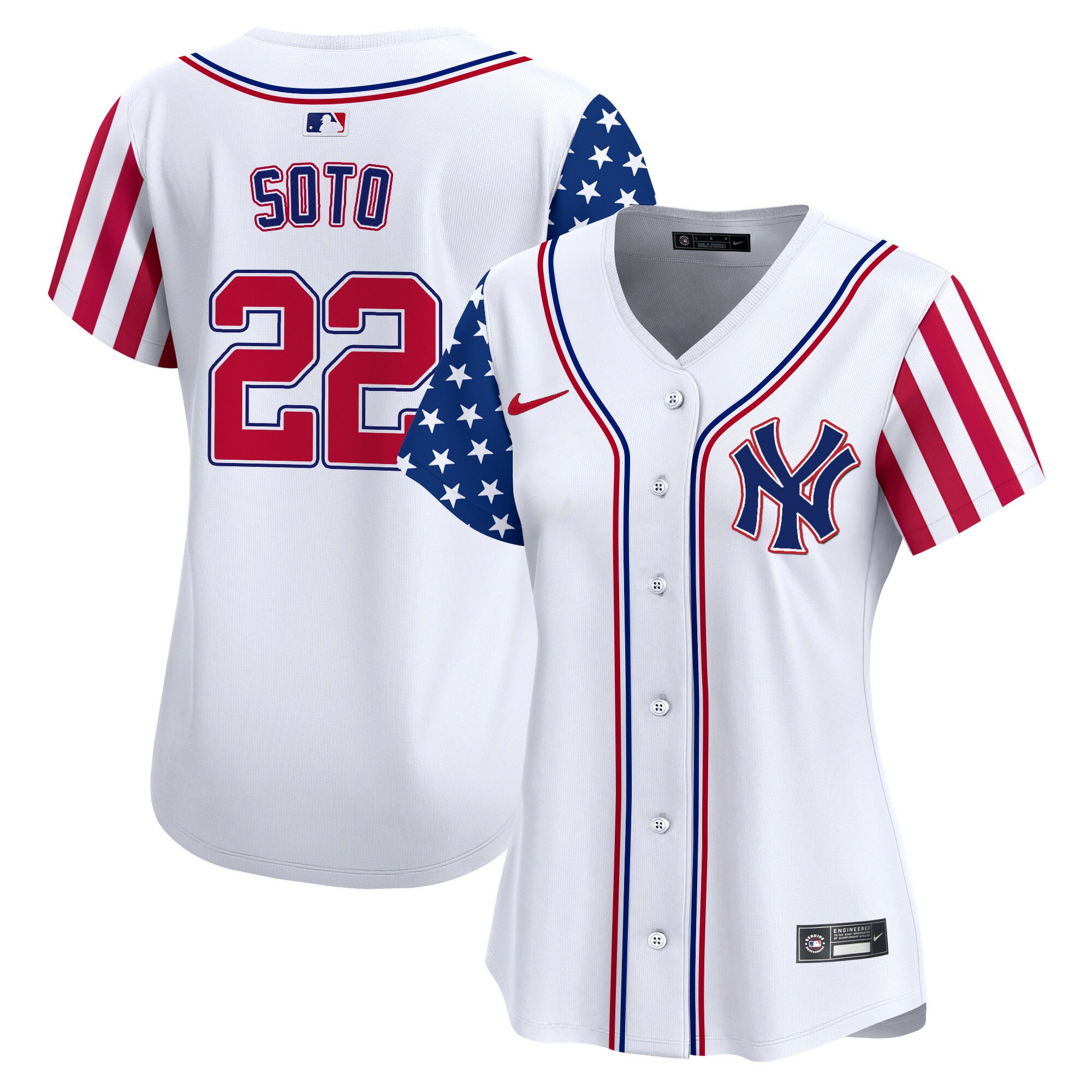 Women's Juan Soto New York Yankees 2024 Independence Day Vapor Premier Limited White Jersey - All Stitched