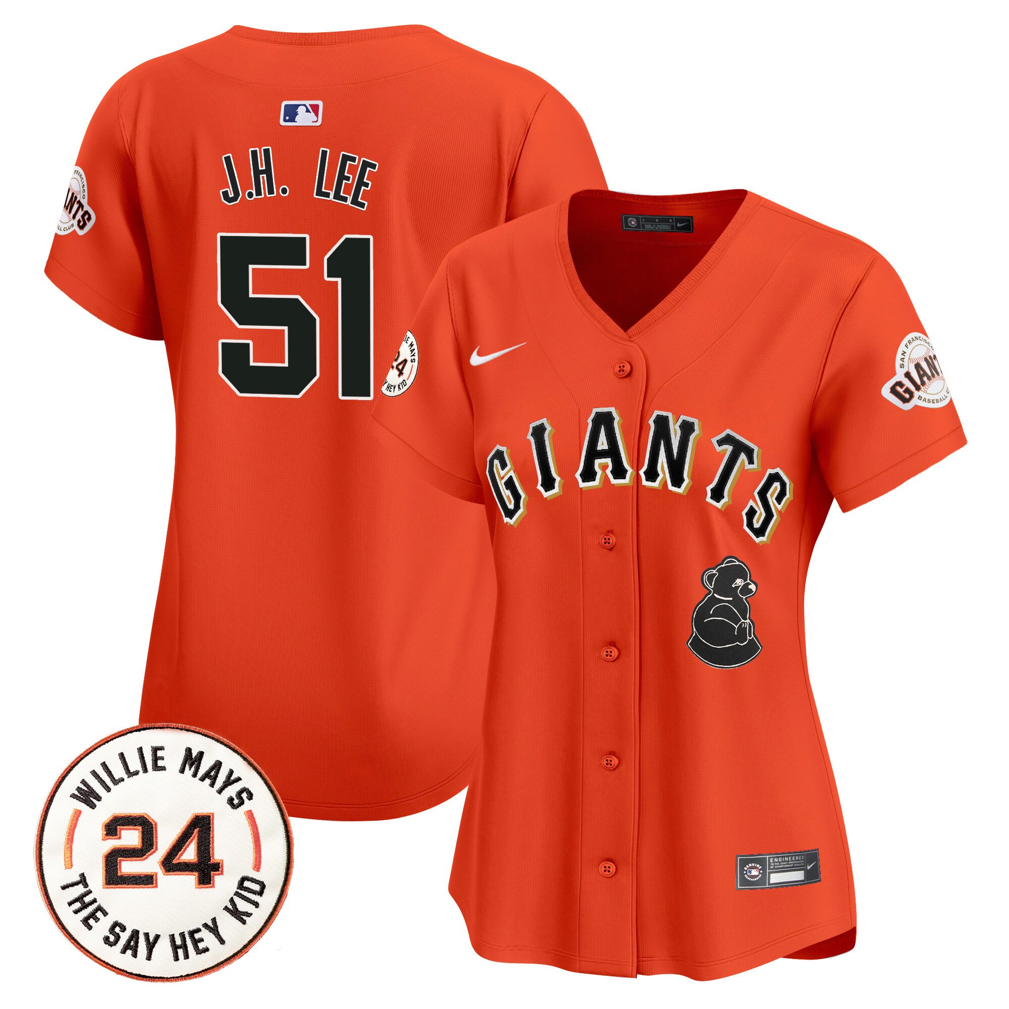 Women's Jung Hoo Lee San Francisco Giants 2024 Willie Mays Patch Vapor Premier Limited Orange Jersey V4 - All Stitched