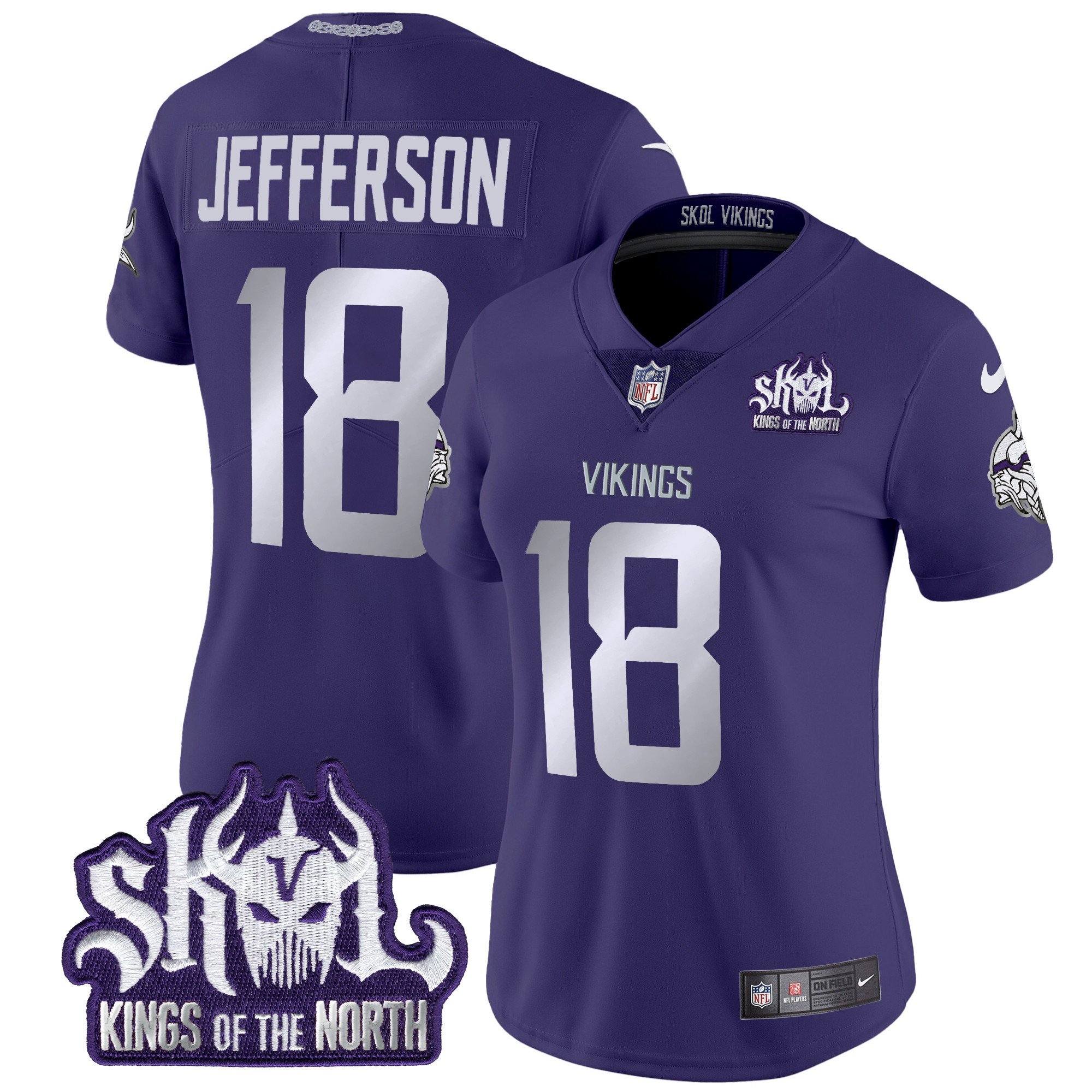 Women's Justin Jefferson Minnesota Vikings 2024 Winter Warrior Skol Patch Vapor Limited Purple Jersey - All Stitched