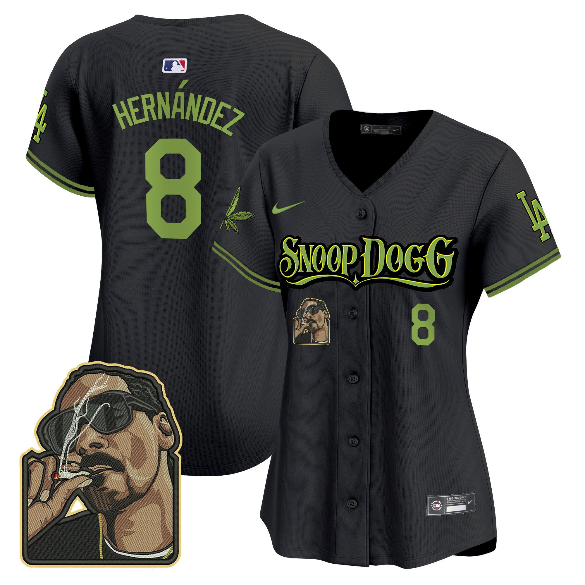 Women's Kike Hernandez Los Angeles Dodgers Snoop Dogg Vapor Premier Limited Black Jersey - Stitched