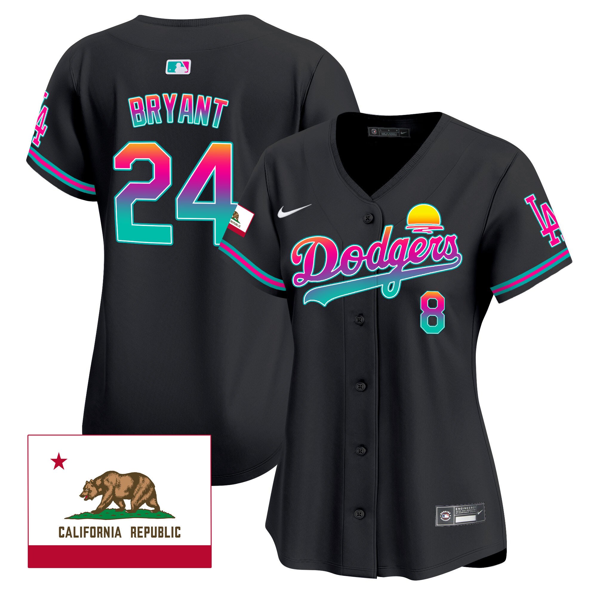 Women's Kobe Bryant Los Angeles Dodgers 2024 Los Angeles City Style Vapor Premier Limited Black Jersey - All Stitched