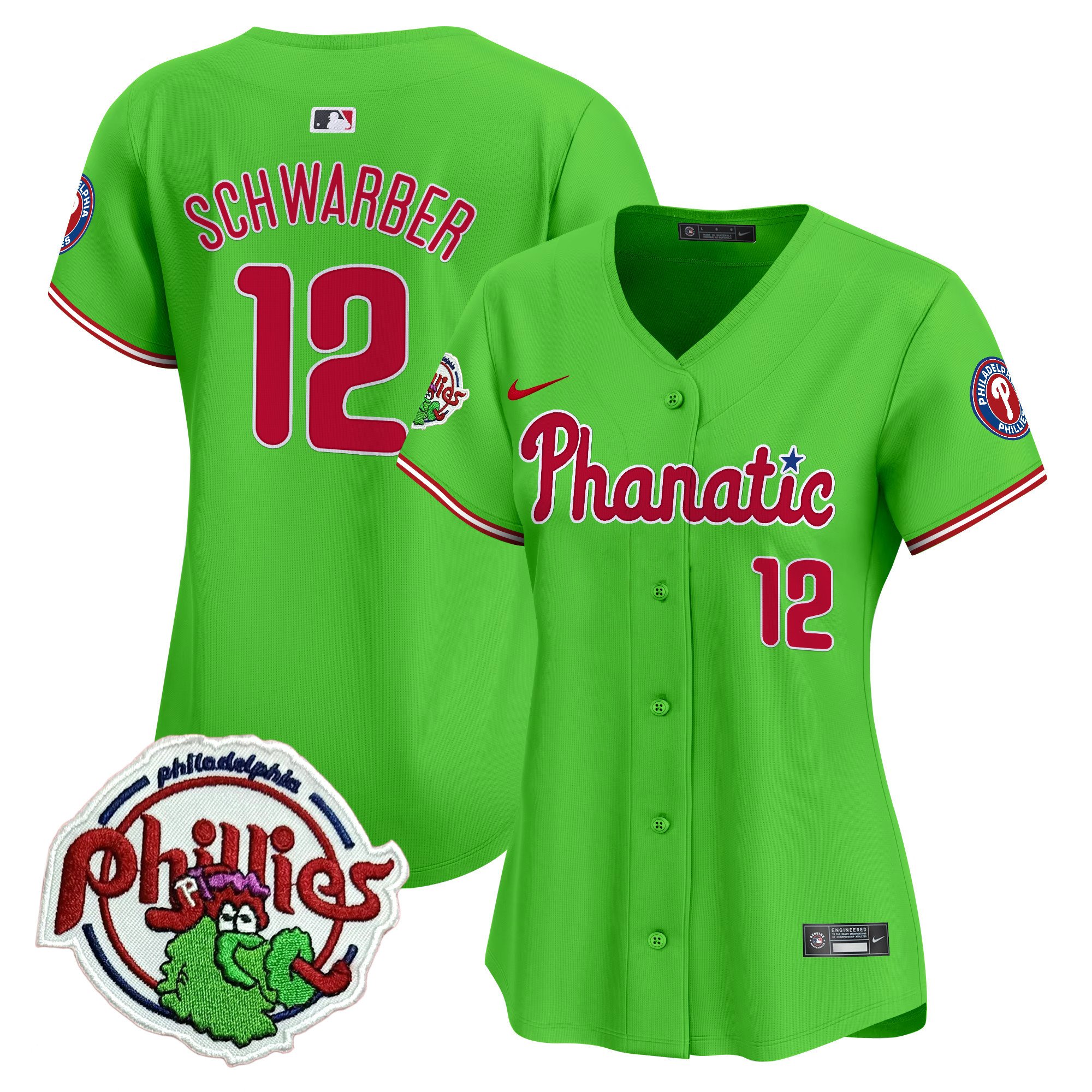 Women's Kyle Schwarber Philadelphia Phillies Phanatic Patch Vapor Premier Limited Green Jersey - All Stitched