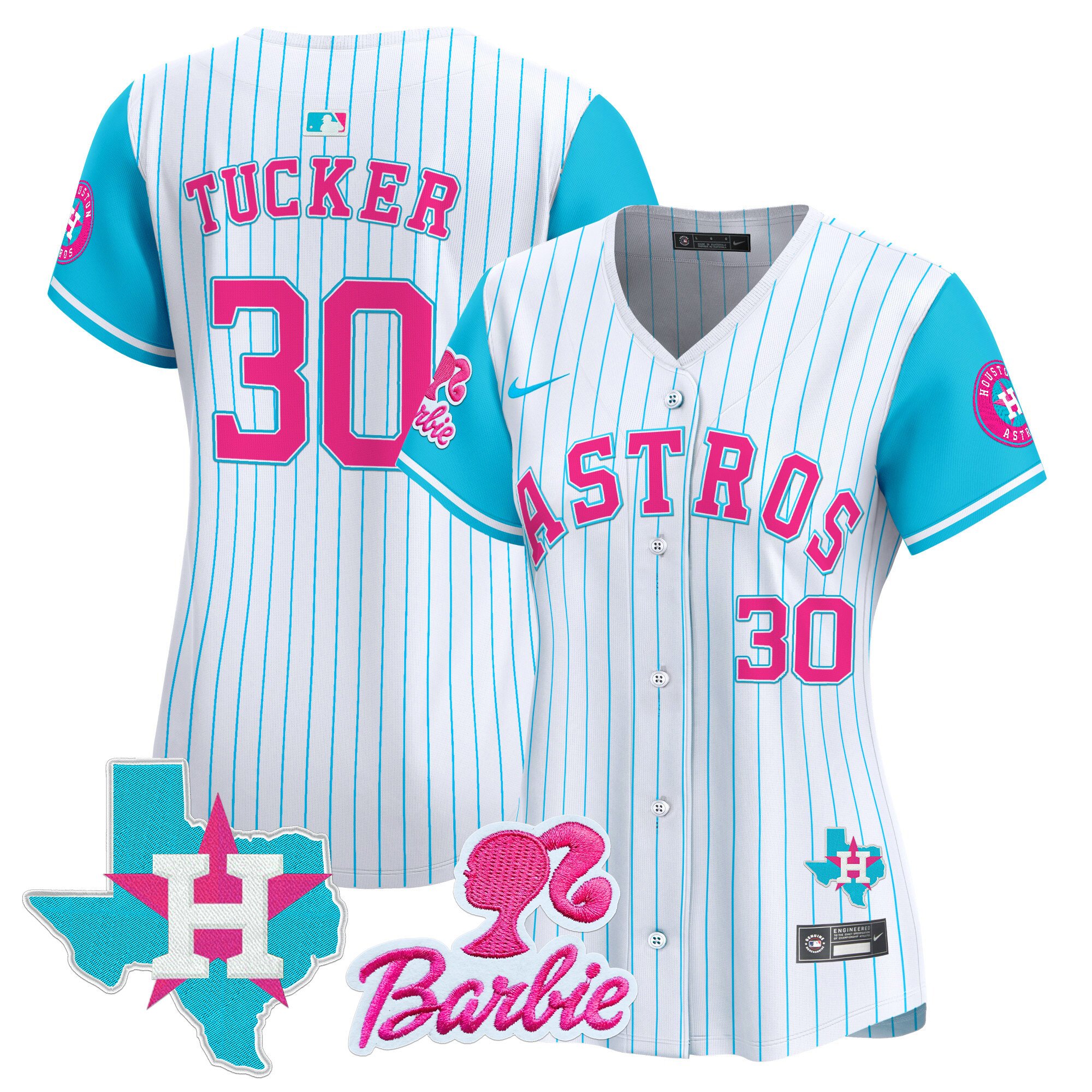 Women's Kyle Tucker Houston Astros Barbie Patch Vapor Premier Limited Pinstripe Jersey - All Stitched