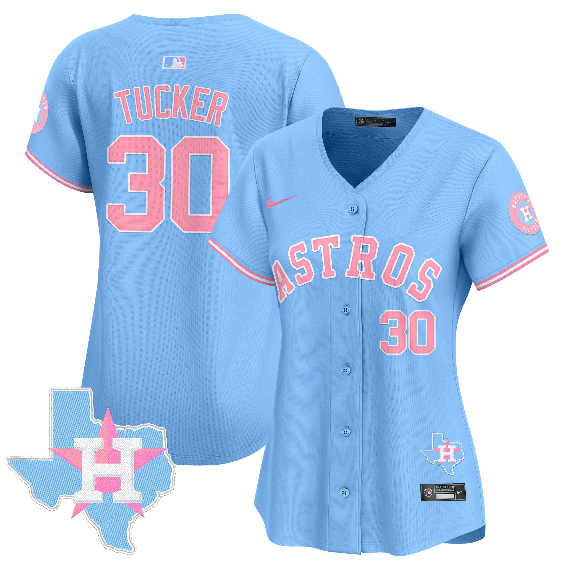 Women's Kyle Tucker Houston Astros Bubblegum Pink Vapor Premier Limited Light Blue Jersey - All Stitched