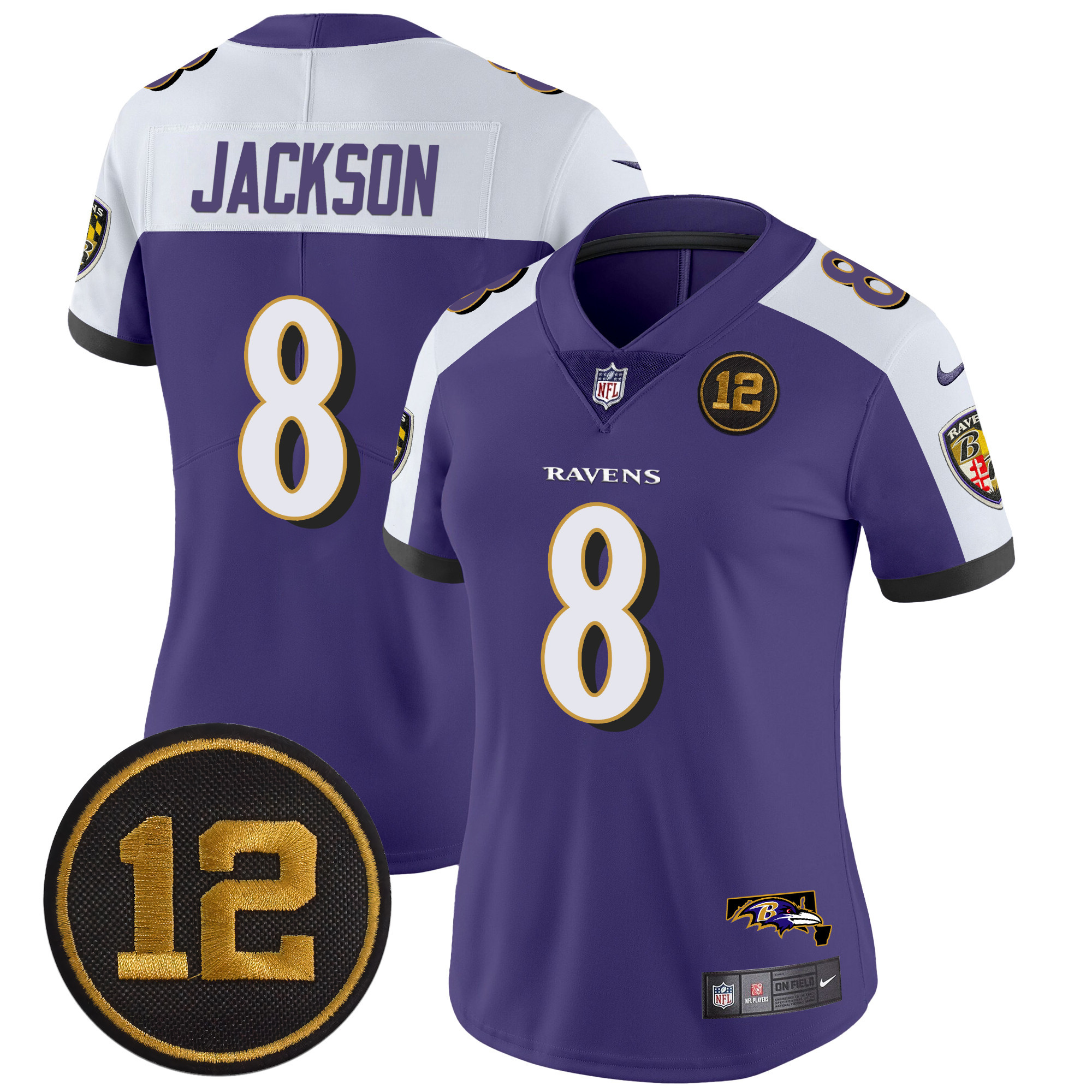 Women's Lamar Jackson Baltimore Ravens Jacoby Jones Patch Vapor Limited Purple Alternate Jersey - All Stitched