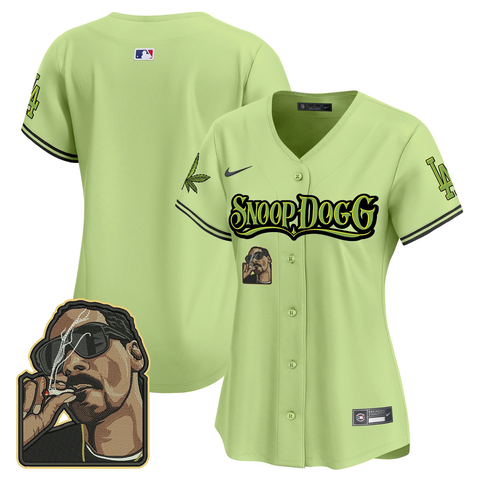 Women's Los Angeles Dodgers Snoop Dogg Vapor Premier Limited Light Green Jersey - Stitched
