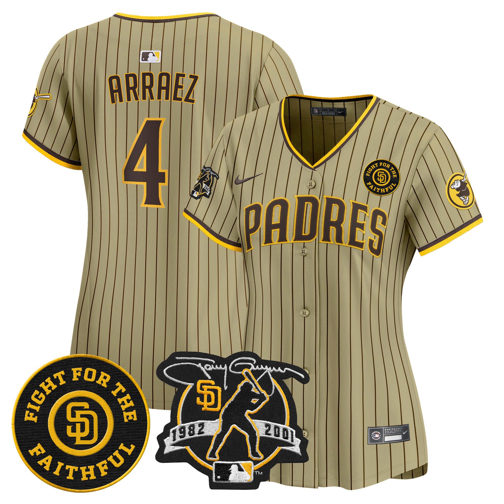 Women's Luis Arraez San Diego Padres Tony Gwynn & Faithful Patch Vapor Premier Limited Tan Jersey Ã± All Stitched