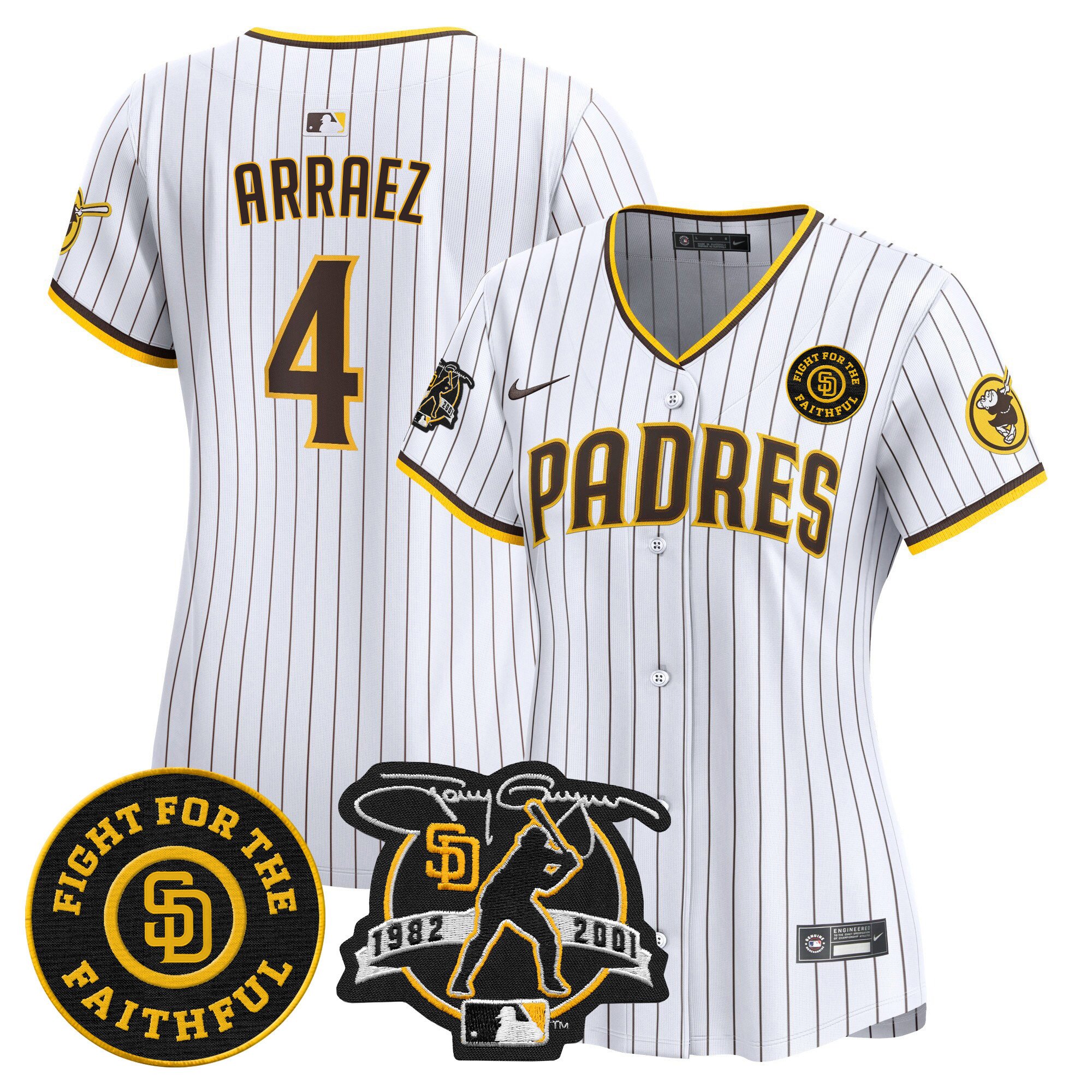 Women's Luis Arraez San Diego Padres Tony Gwynn & Faithful Patch Vapor Premier Limited White Jersey Ã± All Stitched