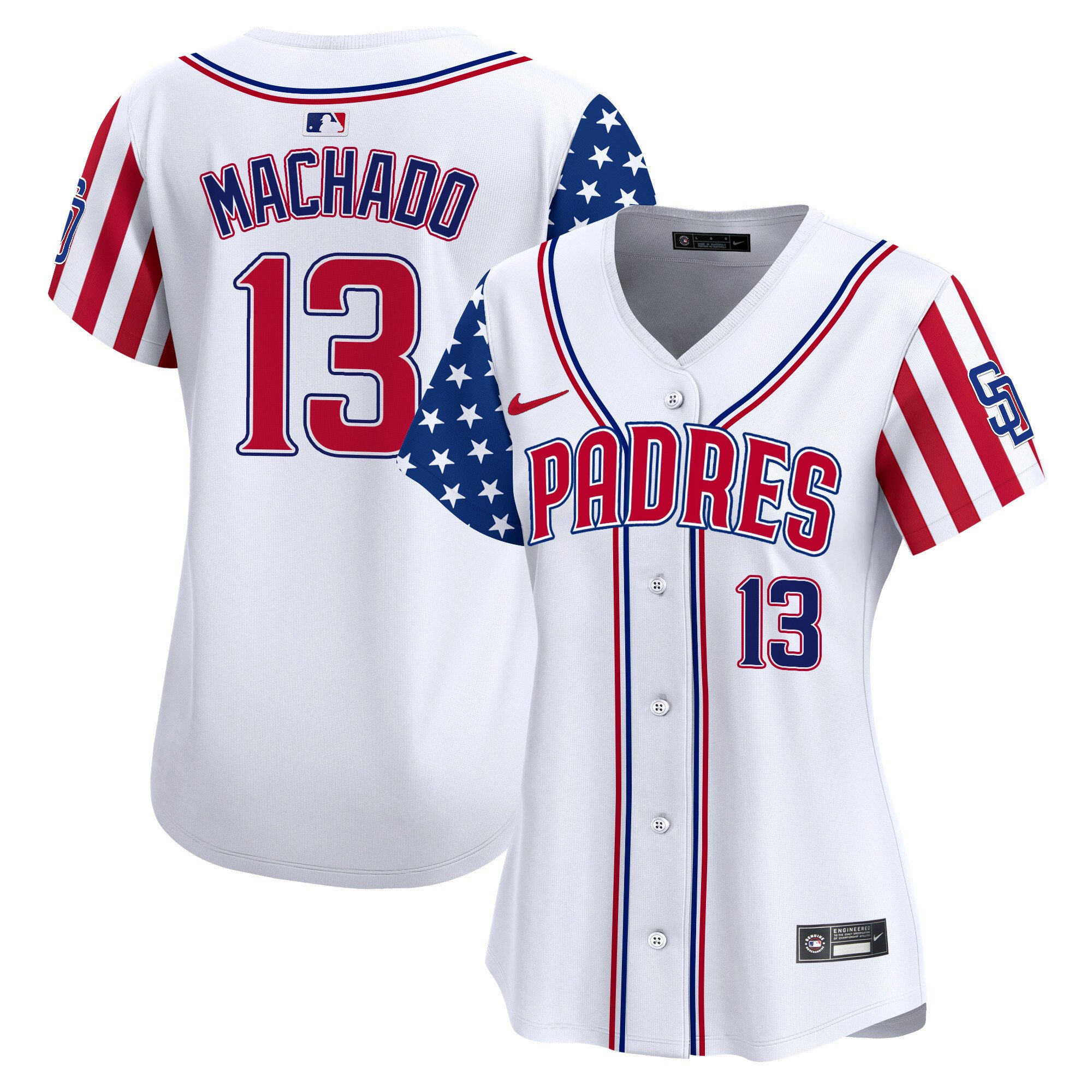 Women's Manny Machado San Diego Padres 2024 Independence Day Vapor Premier Limited White Jersey - All Stitched