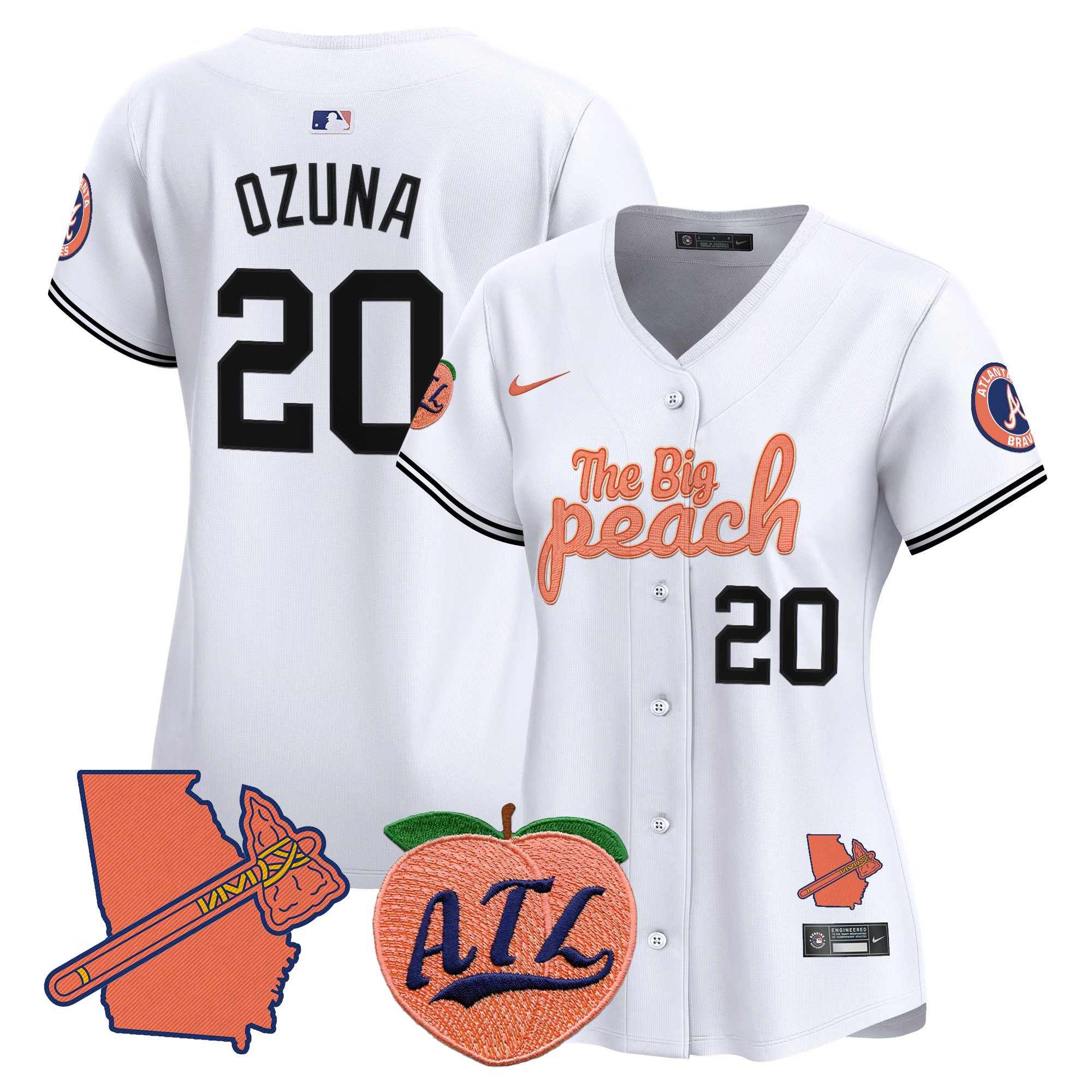 Women's Marcell Ozuna Atlanta Braves The Big Peach Vapor Premier Limited White Jersey - All Stitched