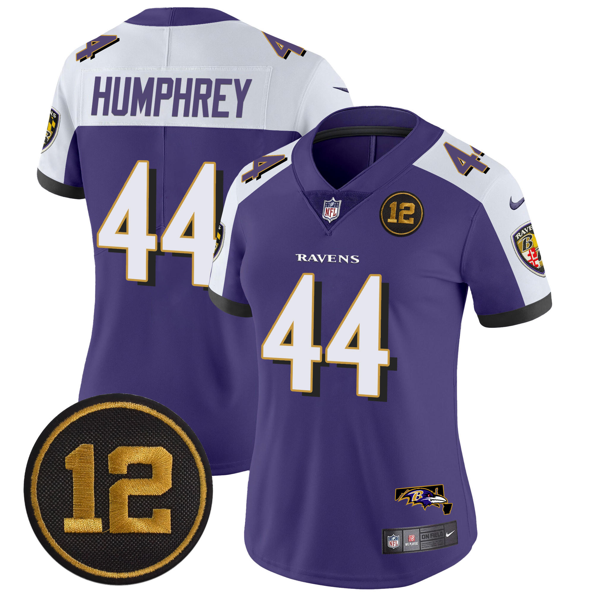 Women's Marlon Humphrey Baltimore Ravens Jacoby Jones Patch Vapor Limited Purple Alternate Jersey - All Stitched