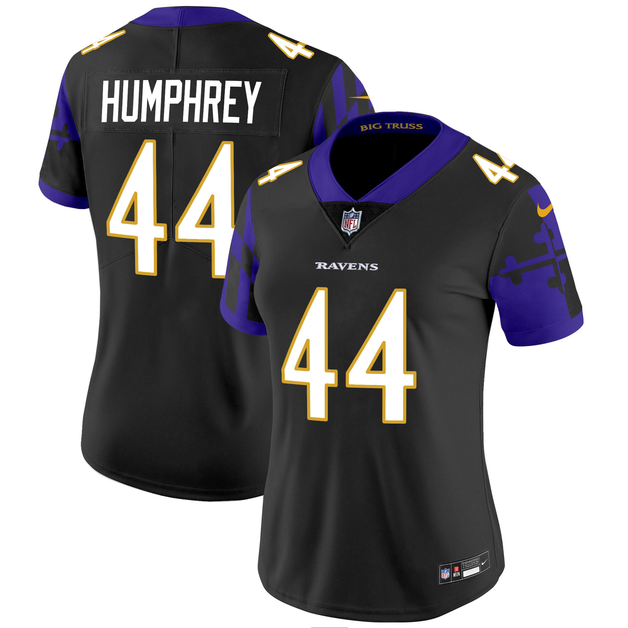 Women's Marlon Humphrey Baltimore Ravens Maryland Flag Vapor Limited Black Jersey - All Stitched
