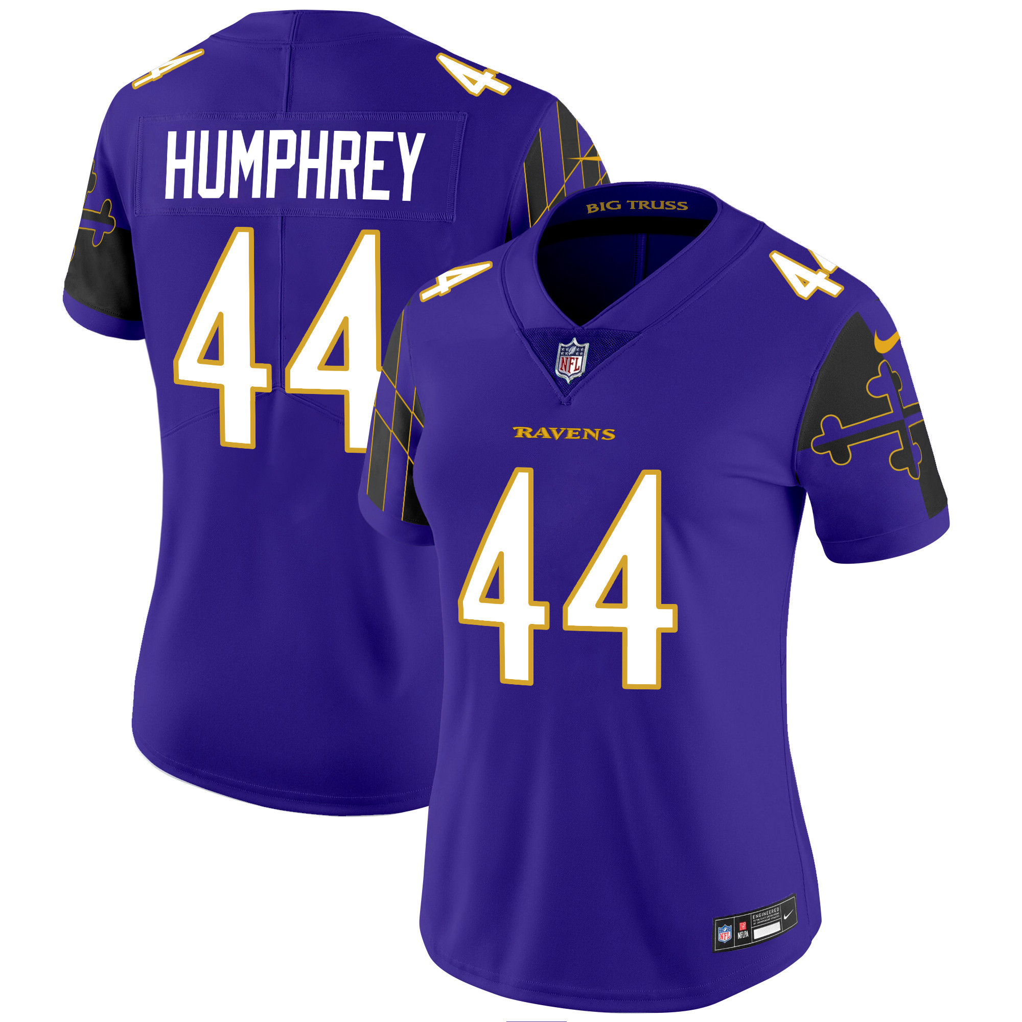 Women's Marlon Humphrey Baltimore Ravens Maryland Flag Vapor Limited Purple Jersey - All Stitched