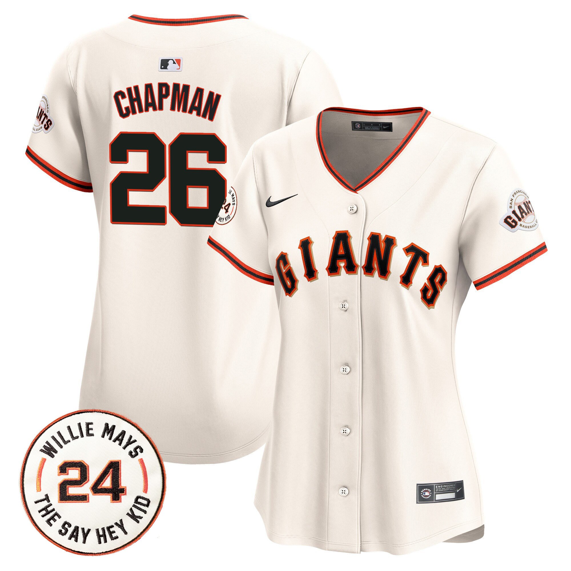 Women's Matt Chapman San Francisco Giants 2024 Willie Mays Patch Vapor Premier Limited Cream Jersey - All Stitched