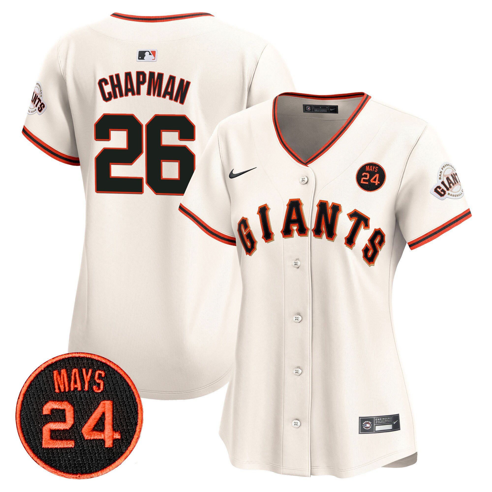 Women's Matt Chapman San Francisco Giants 2024 Willie Mays Patch Vapor Premier Limited Cream Jersey V3 - All Stitched