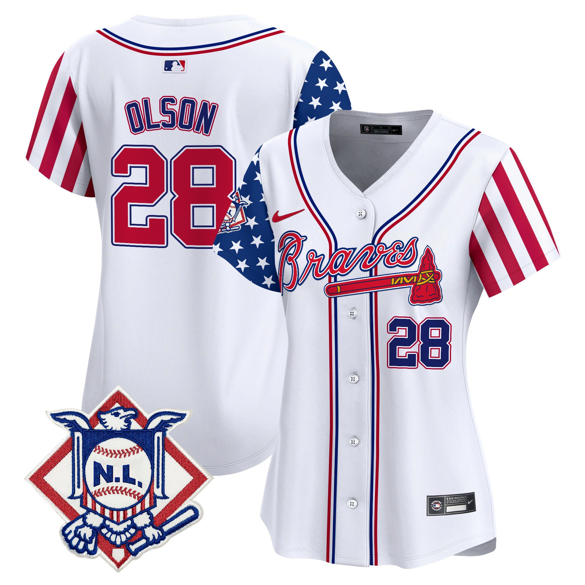 Women's Matt Olson Atlanta Braves 2024 Fourth of July Vapor Premier Limited White Jersey V2 - All Stitched