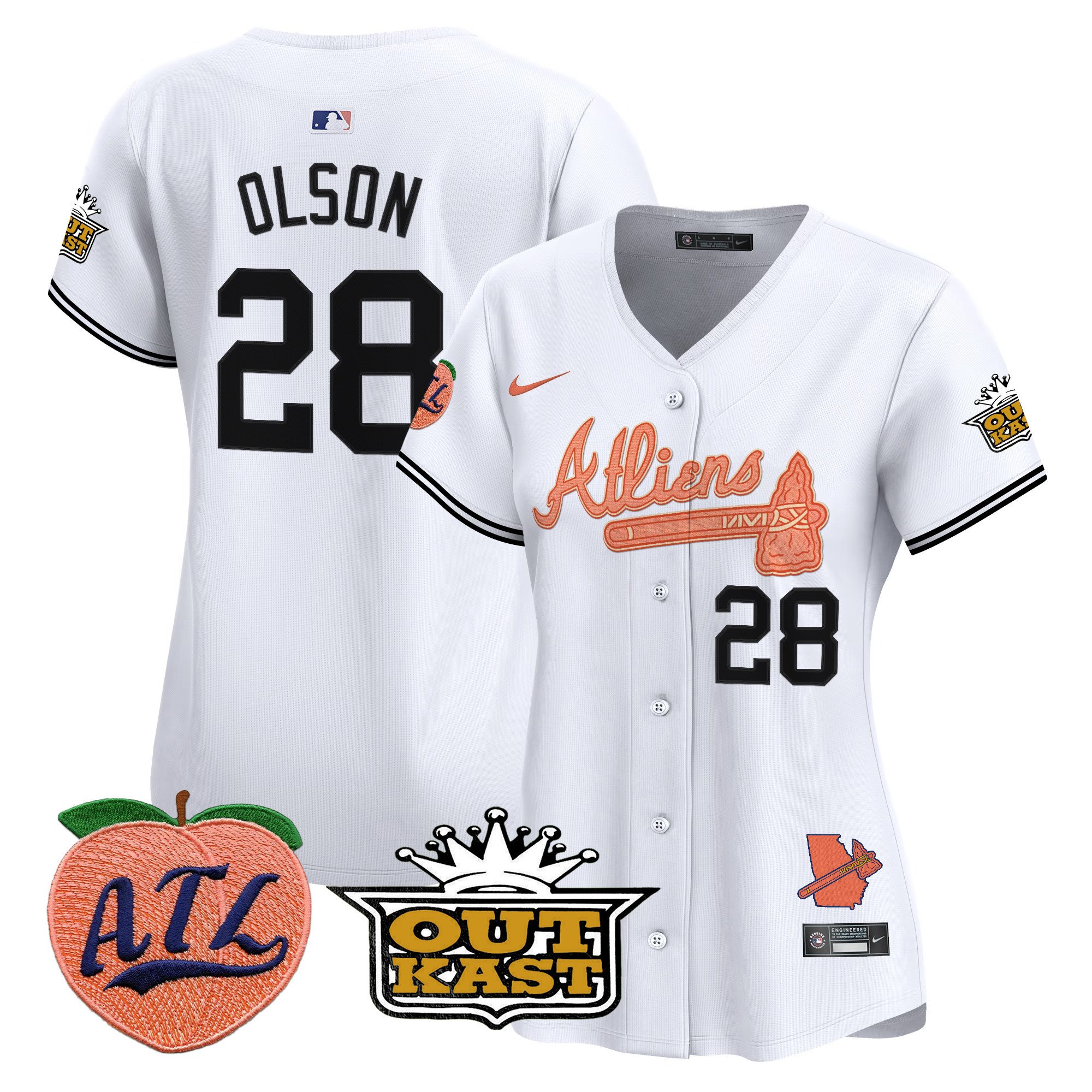 Women's Matt Olson Atlanta Braves Atliens & Peach Vapor Premier Limited White Jersey - All Stitched