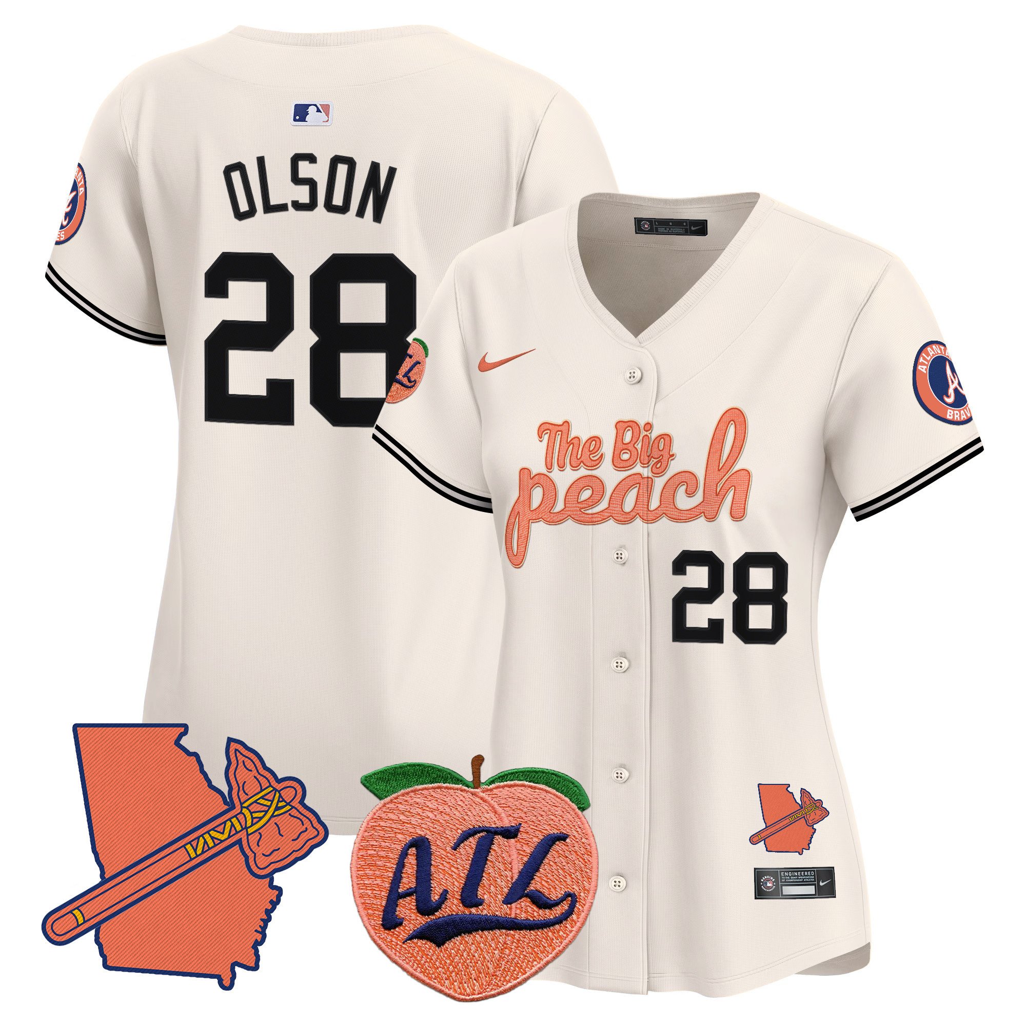 Women's Matt Olson Atlanta Braves The Big Peach Vapor Premier Limited Cream Jersey - All Stitched