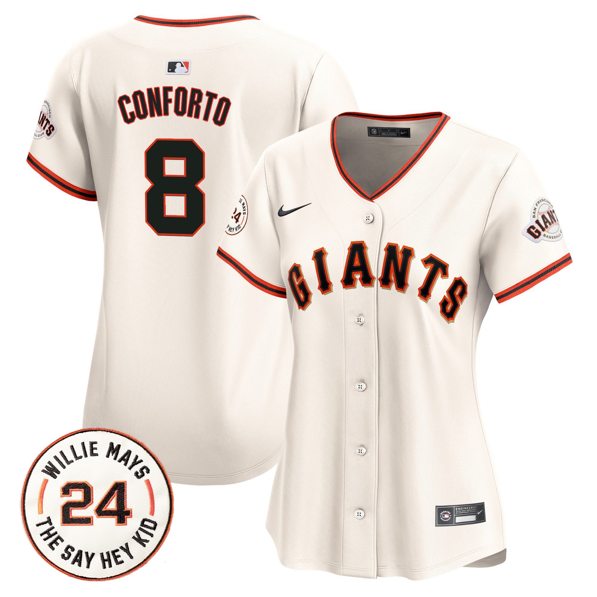 Women's Michael Conforto San Francisco Giants 2024 Willie Mays Patch Vapor Premier Limited Cream Jersey - All Stitched