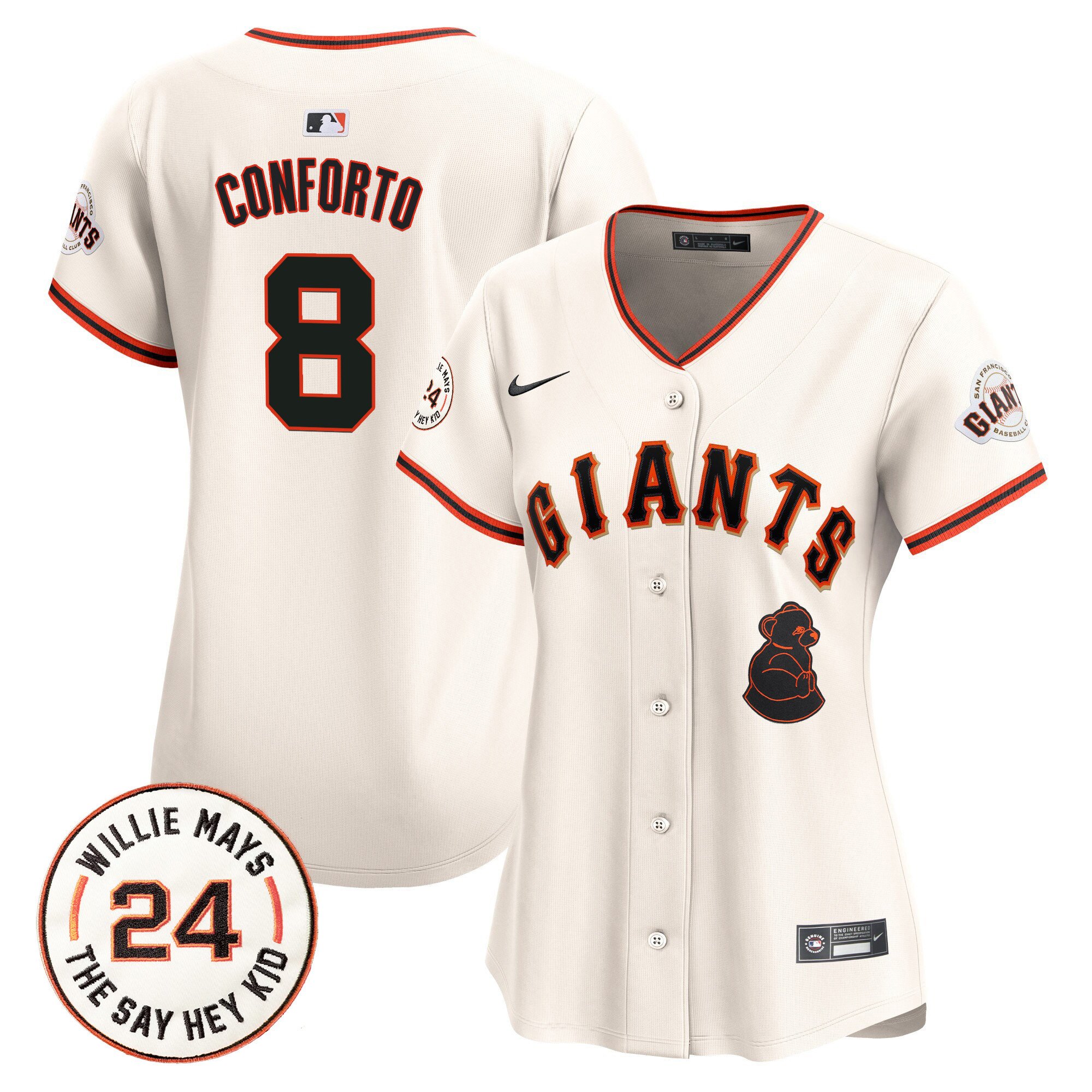 Women's Michael Conforto San Francisco Giants 2024 Willie Mays Patch Vapor Premier Limited Cream Jersey V4 - All Stitched