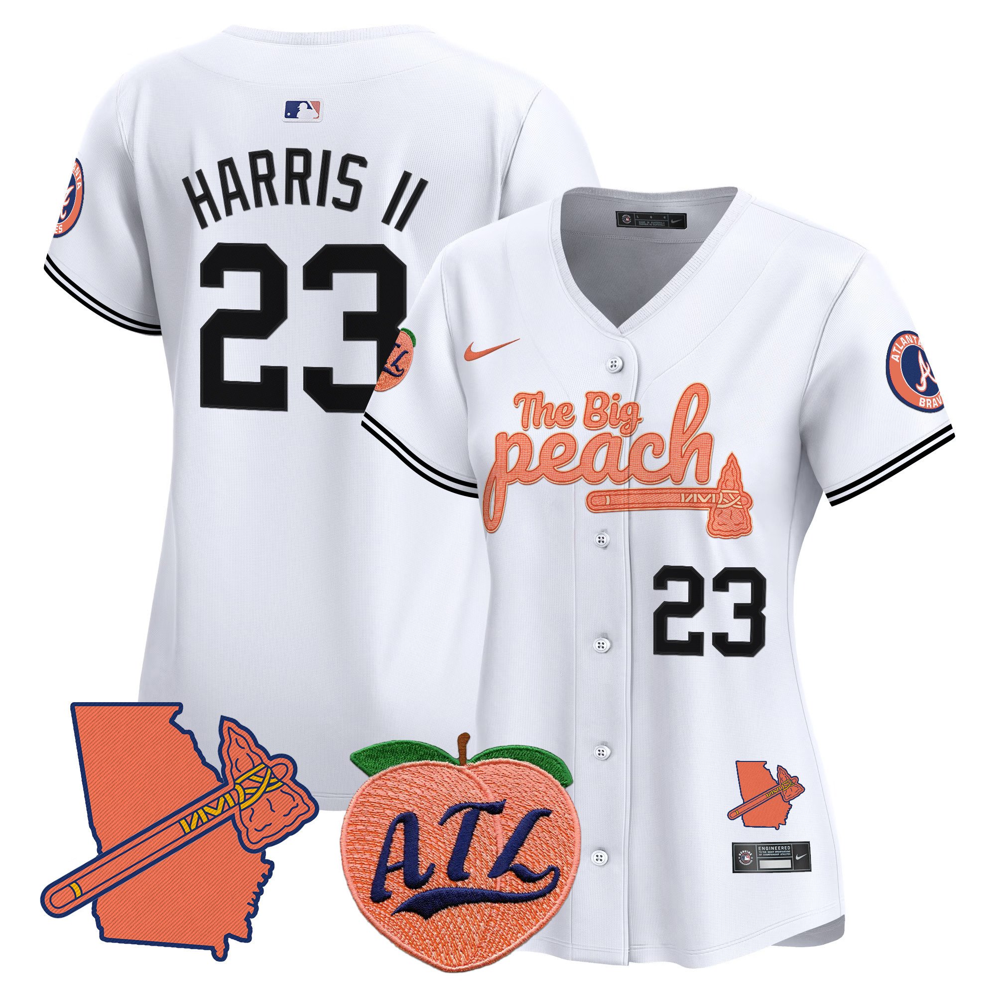 Women's Michael Harris II Atlanta Braves The Big Peach Vapor Premier Limited White Jersey V2 - All Stitched
