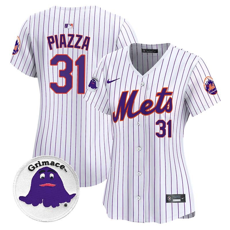 Women's Mike Piazza New York Mets Grimace Vapor Premier Limited Pinstripe Jersey - All Stitched