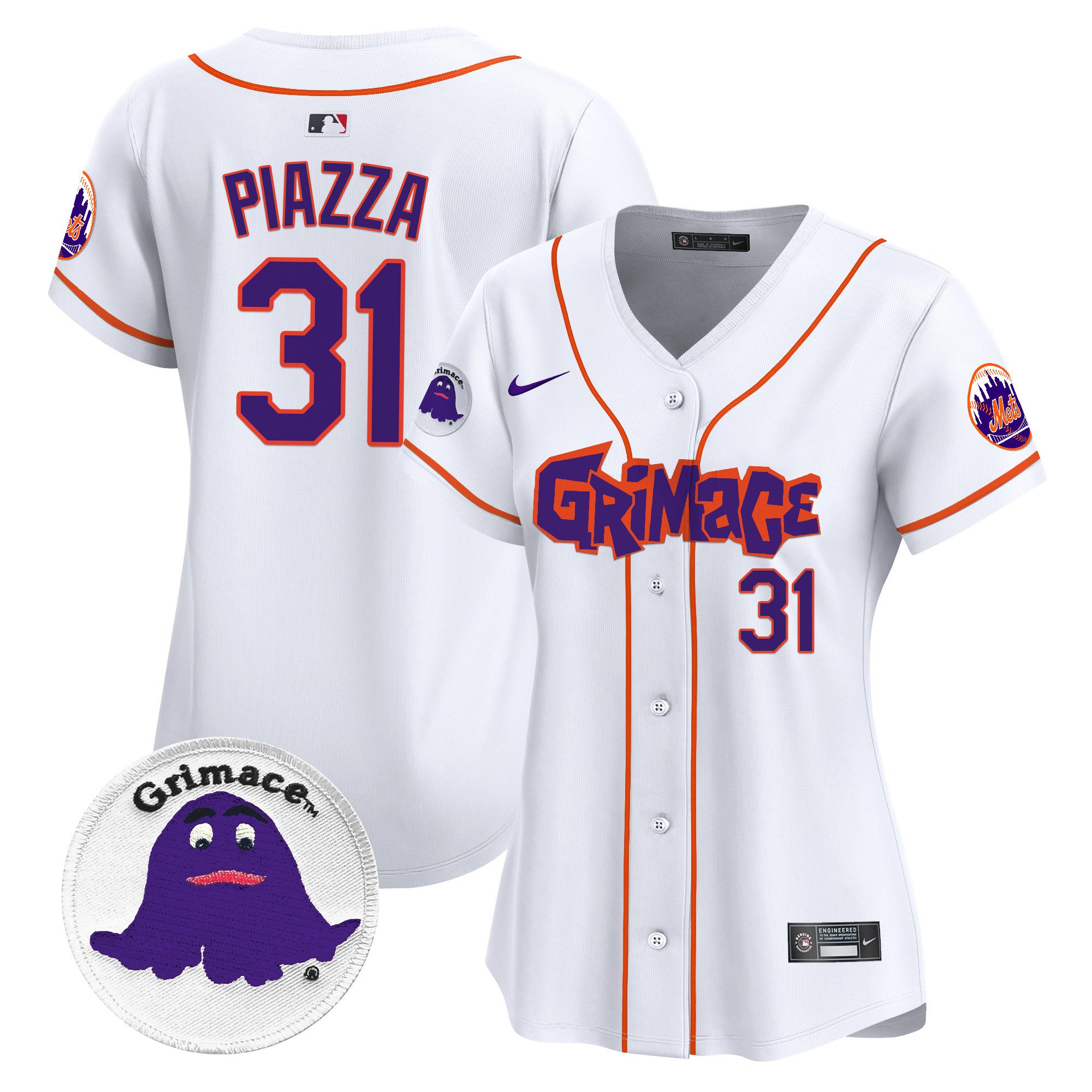 Women's Mike Piazza New York Mets Grimace Vapor Premier Limited White Jersey V2 - All Stitched