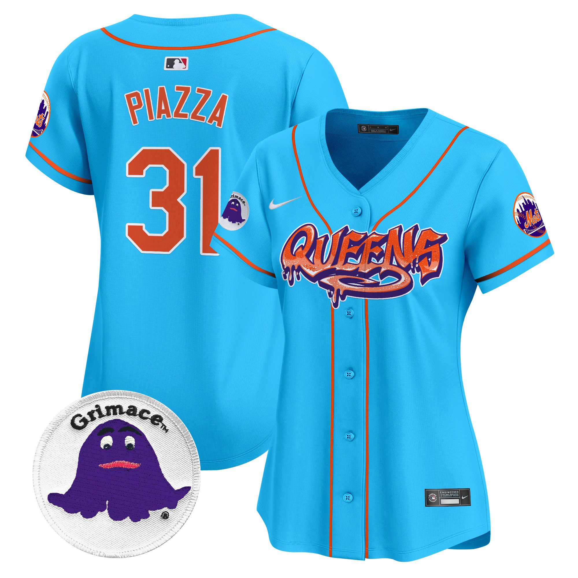 Women's Mike Piazza New York Mets Queens Graffiti Vapor Premier Limited Light Blue Jersey - All Stitched