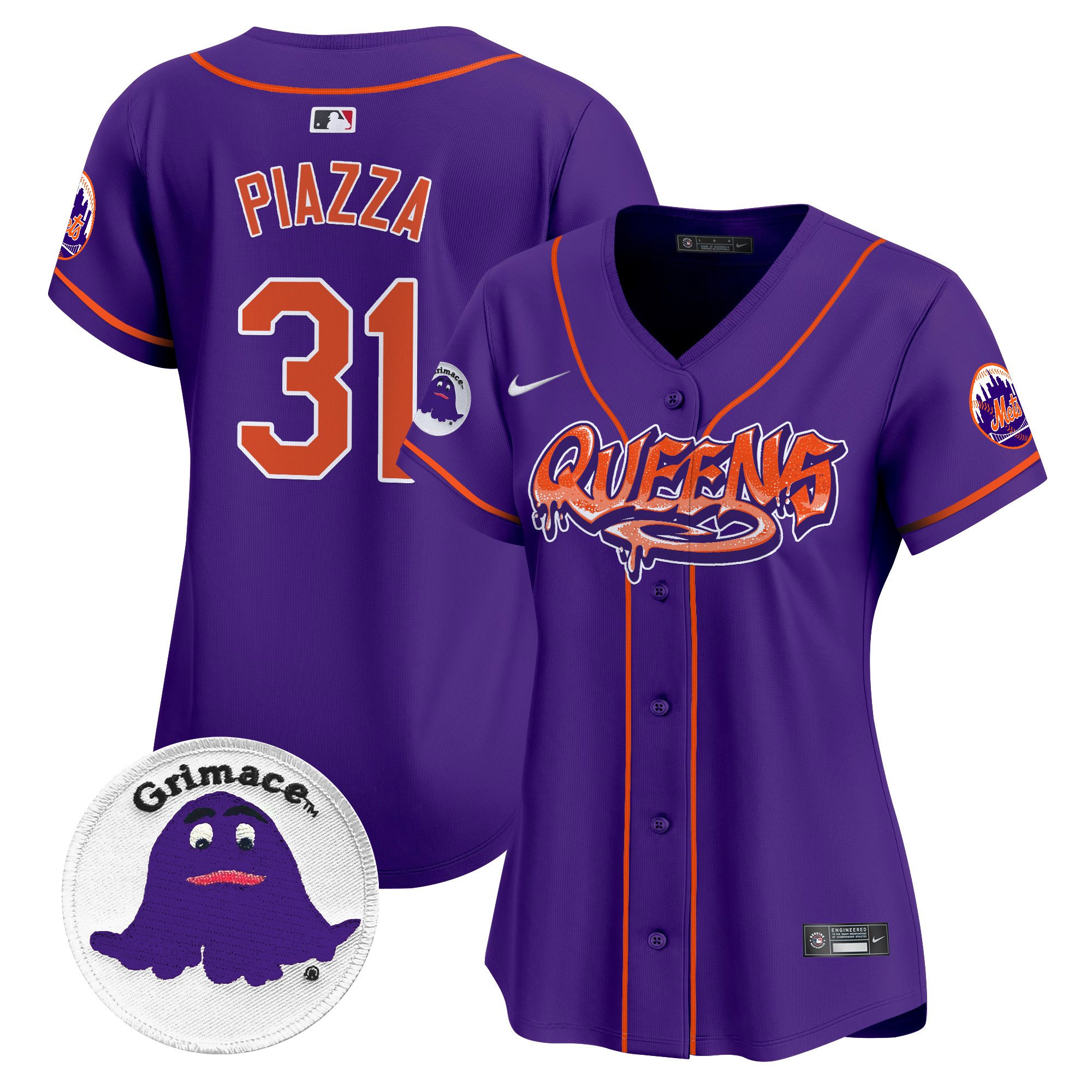 Women's Mike Piazza New York Mets Queens Graffiti Vapor Premier Limited Purple Jersey - All Stitched