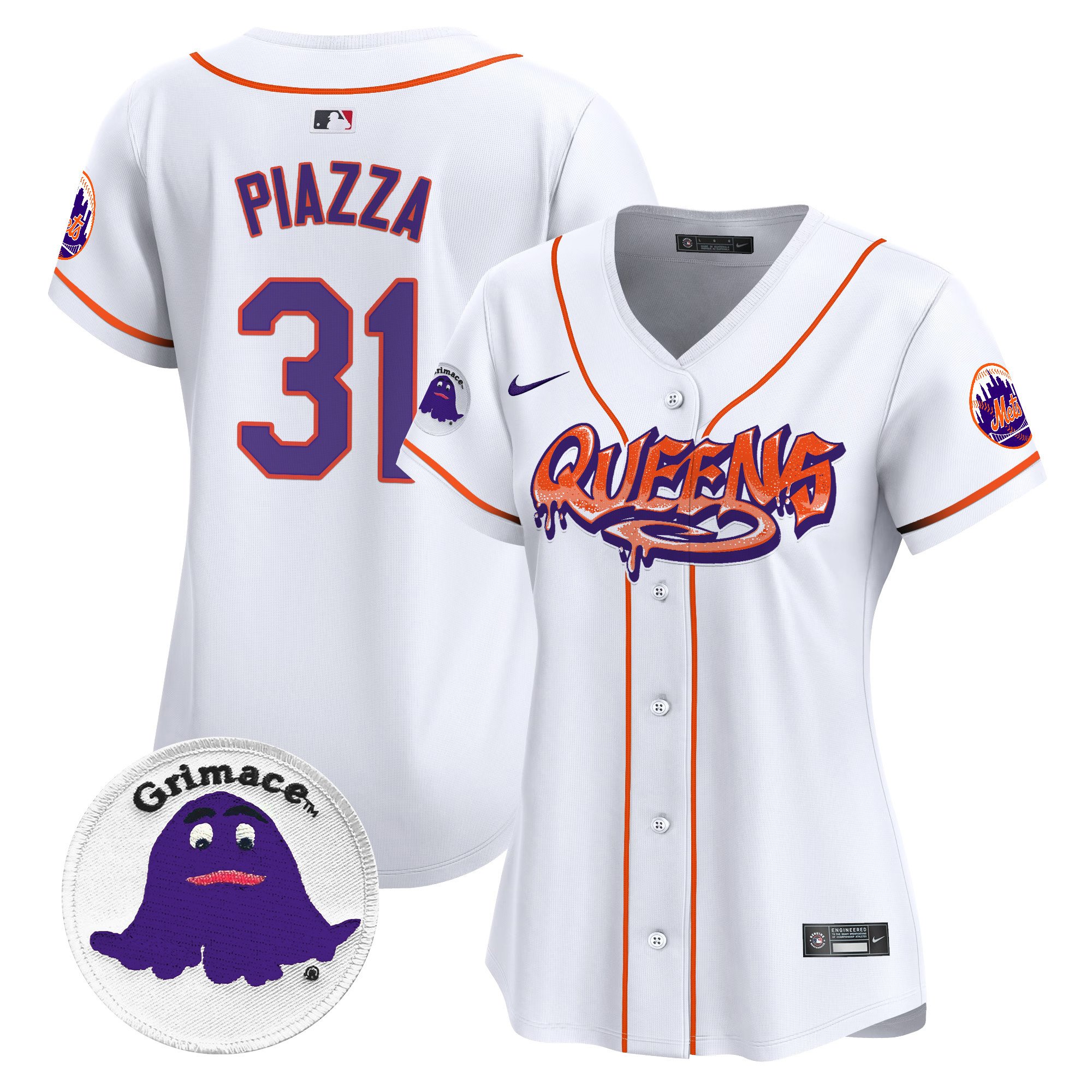 Women's Mike Piazza New York Mets Queens Graffiti Vapor Premier Limited White Jersey - All Stitched