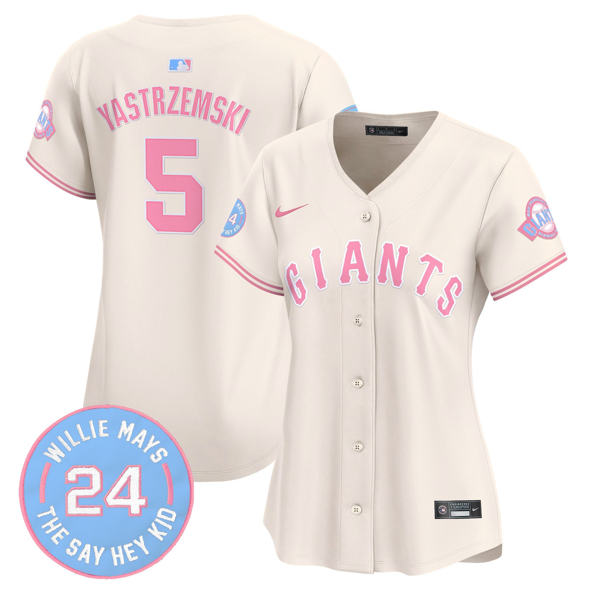 Women's Mike Yastrzemski Unisex San Francisco Giants Bubblegum Pink Vapor Premier Limited Cream Jersey - All Stitched