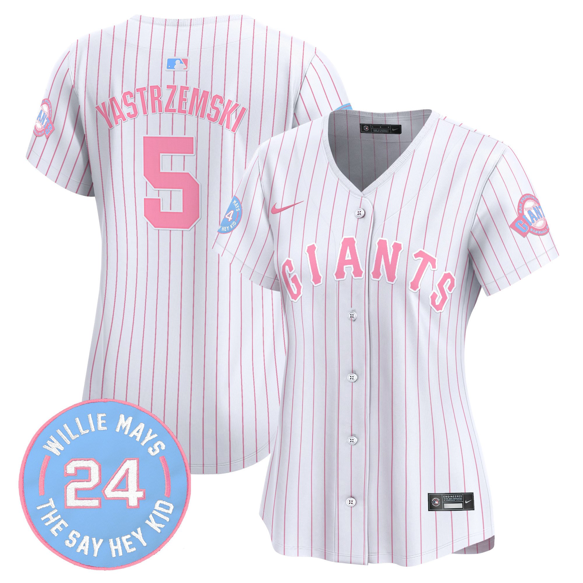 Women's Mike Yastrzemski Unisex San Francisco Giants Bubblegum Pink Vapor Premier Limited Pinstripe Jersey - All Stitched